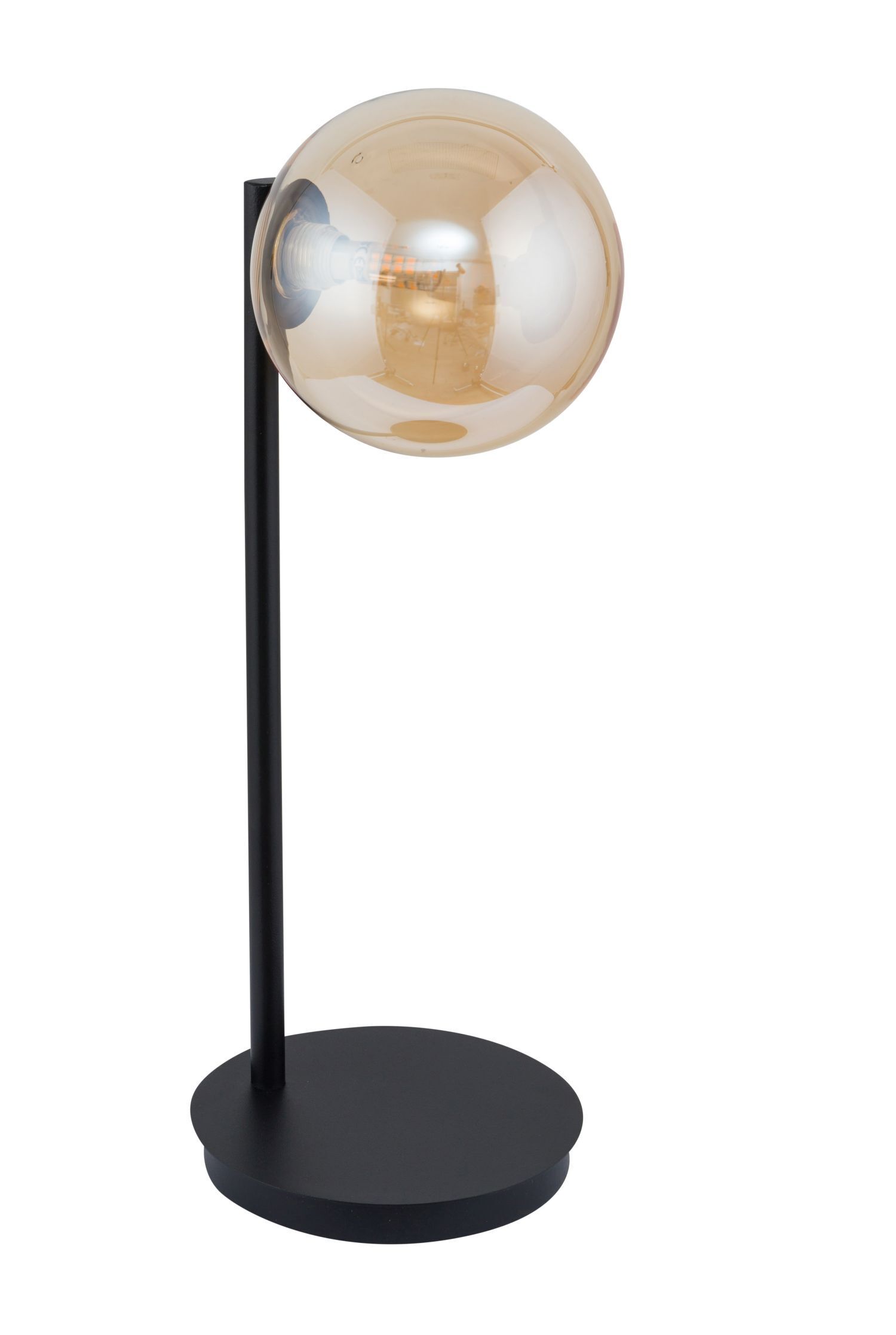 Nachttischlampe Schwarz Metall Glas Bernstein 44 cm G9