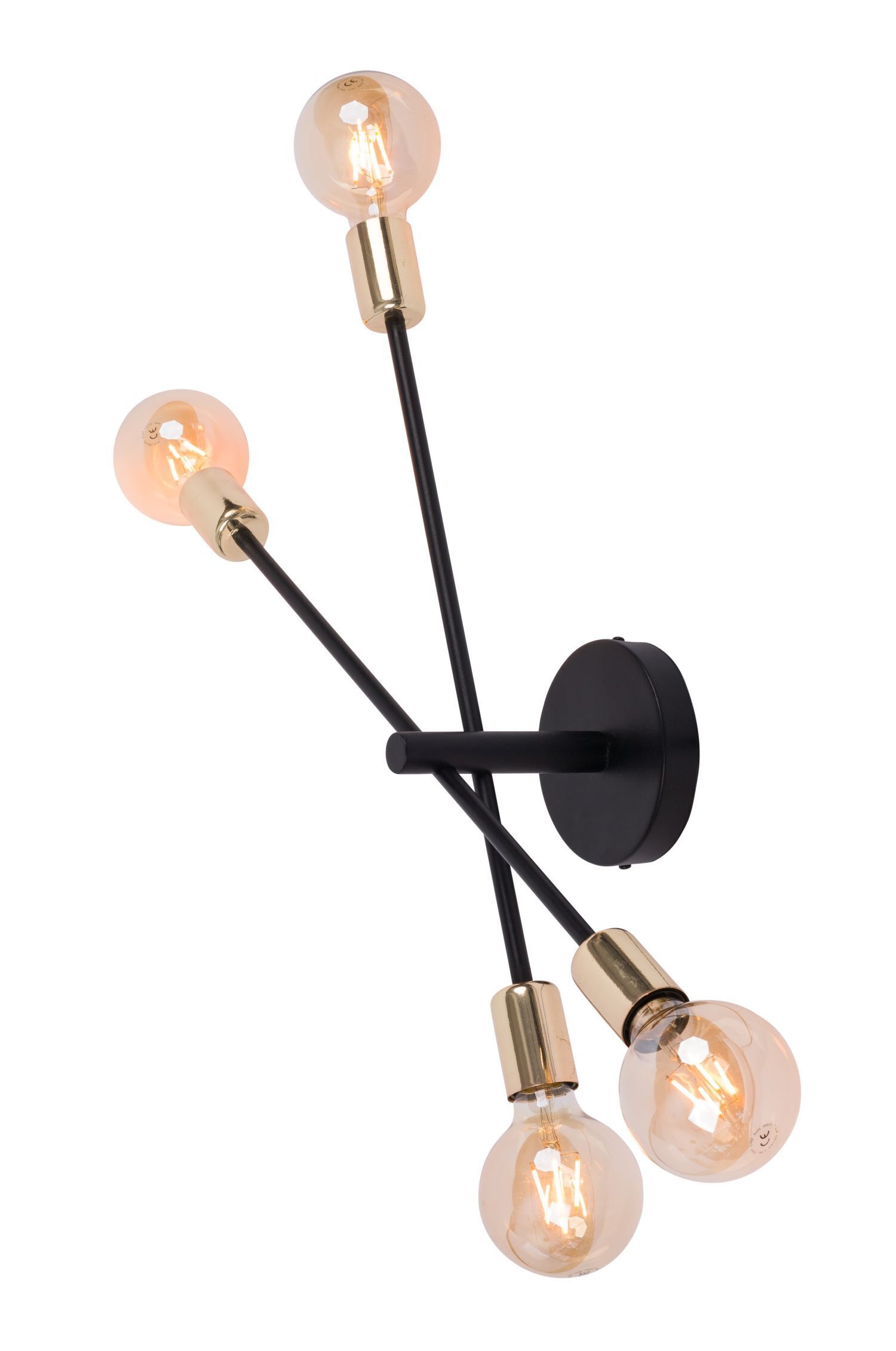 Metall Wandlampe Schwarz Gold 4-flammig B:62 cm E27