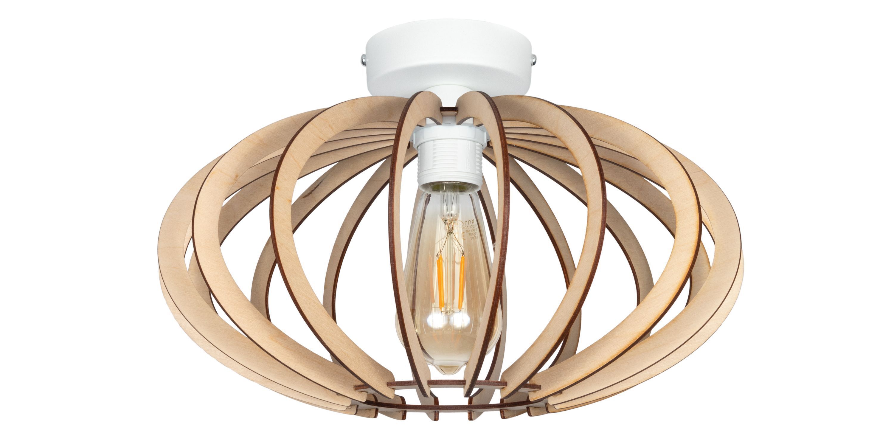 Dekorative Deckenlampe Holz E27 rund Ø35 cm in Weiß