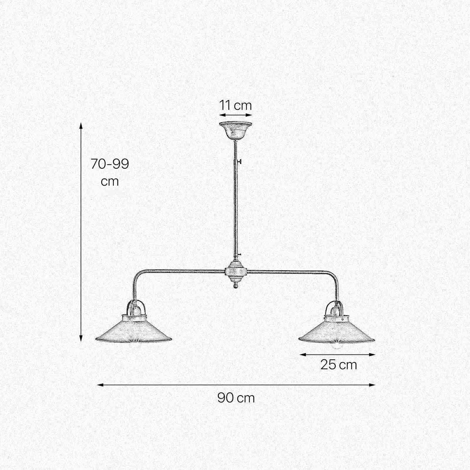 Deckenlampe 2-flammig E27 in Bronze Antik Echt-Messing