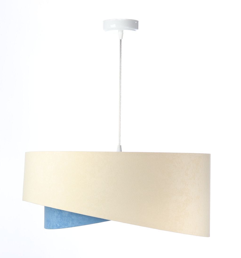 Hängeleuchte Modern Ø 50 cm Stoff Creme Blau Gold E27