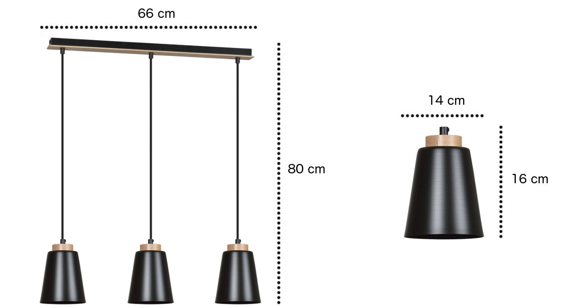 Metall Hängelampe Schwarz Metall Holz Esstisch