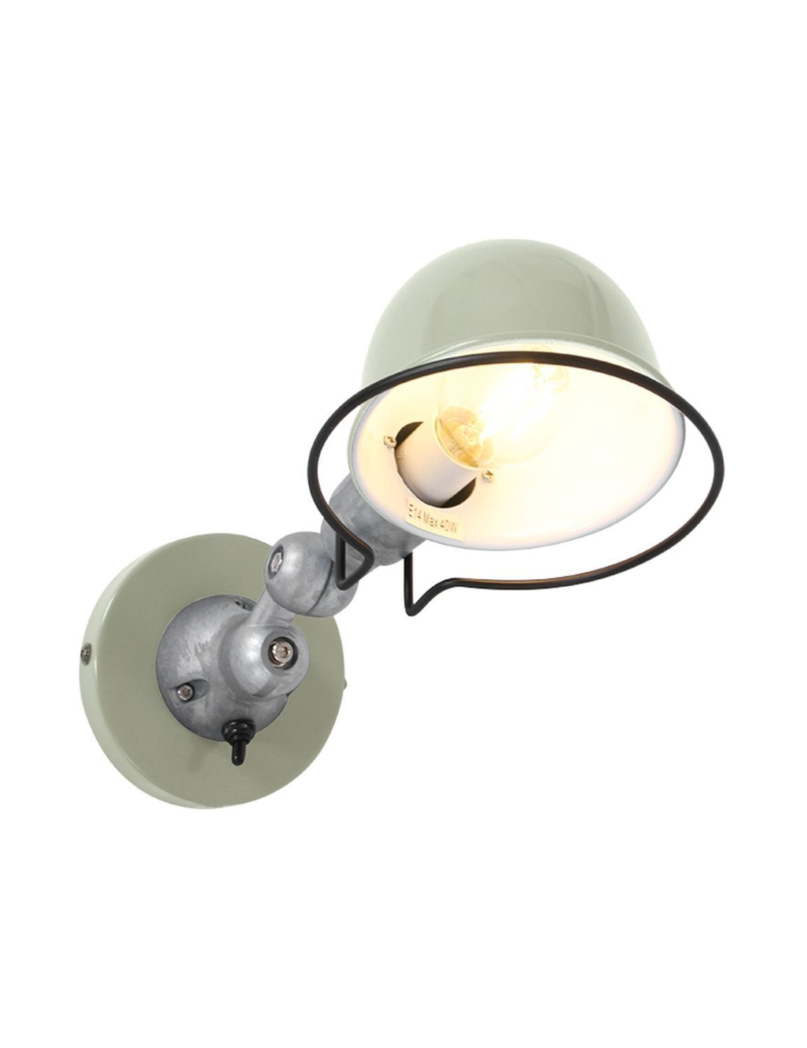 Beweglicher Wandspot mit Stecker in Grün Silber T:29 cm
