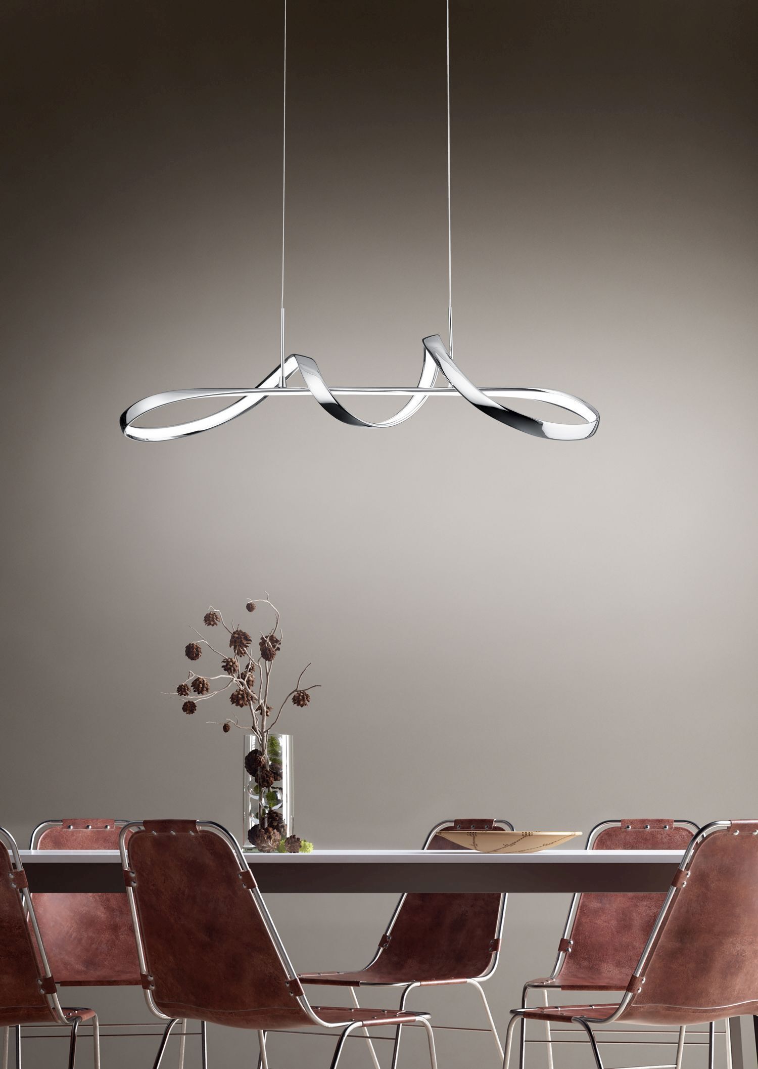 LED Pendelleuchte in Chrom dimmbar L:81 cm 37 W 4500 lm