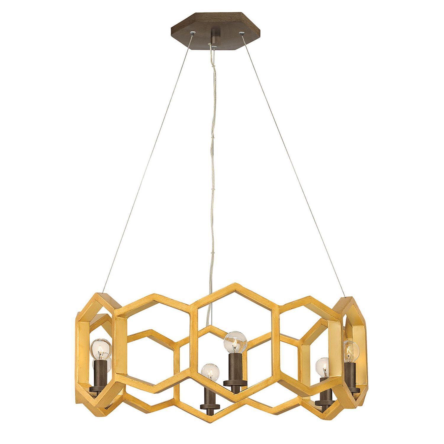 Pendellampe JANNE Gold Ø77cm 6xE14 Hexagon Leuchte