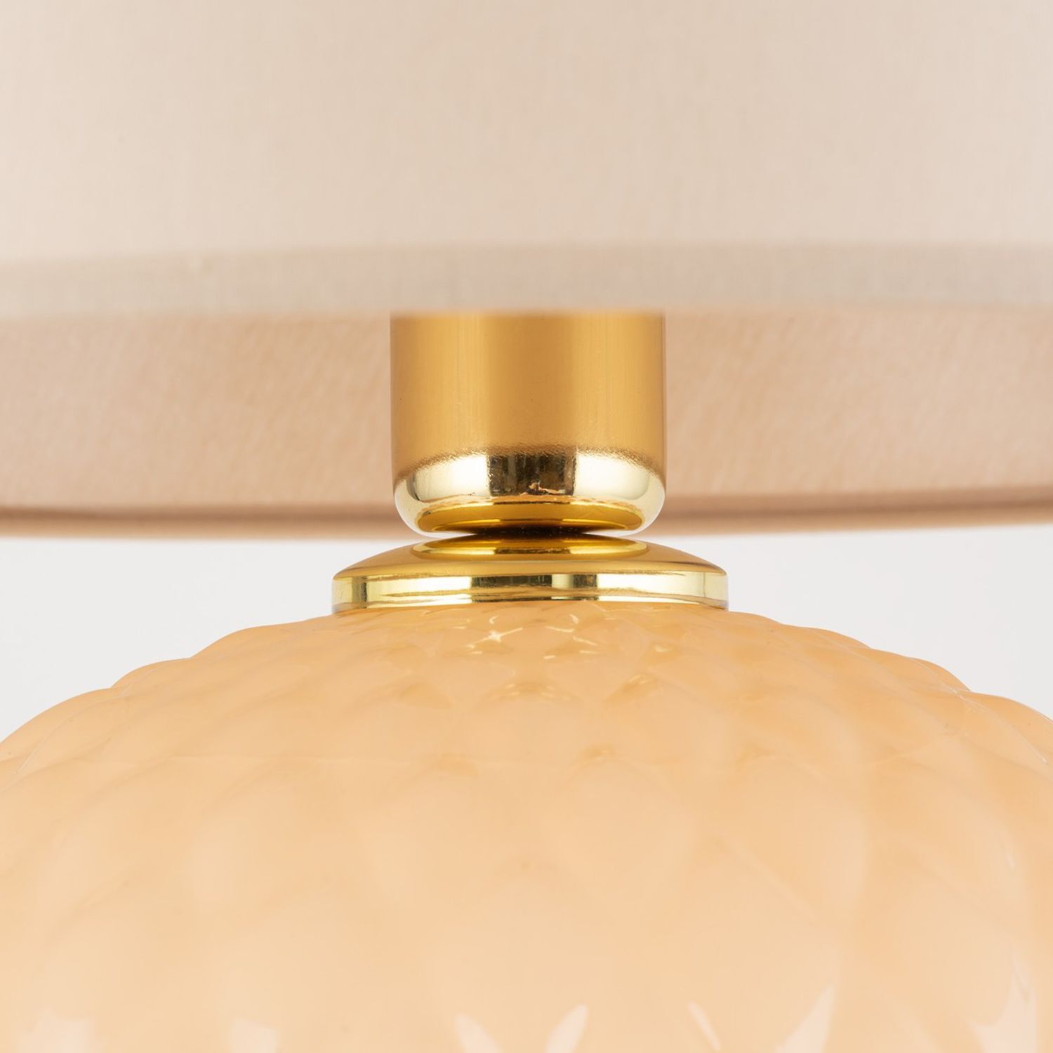 Nachttischlampe Glas Stoff 60 cm Klassisch E27 Ecru Beige