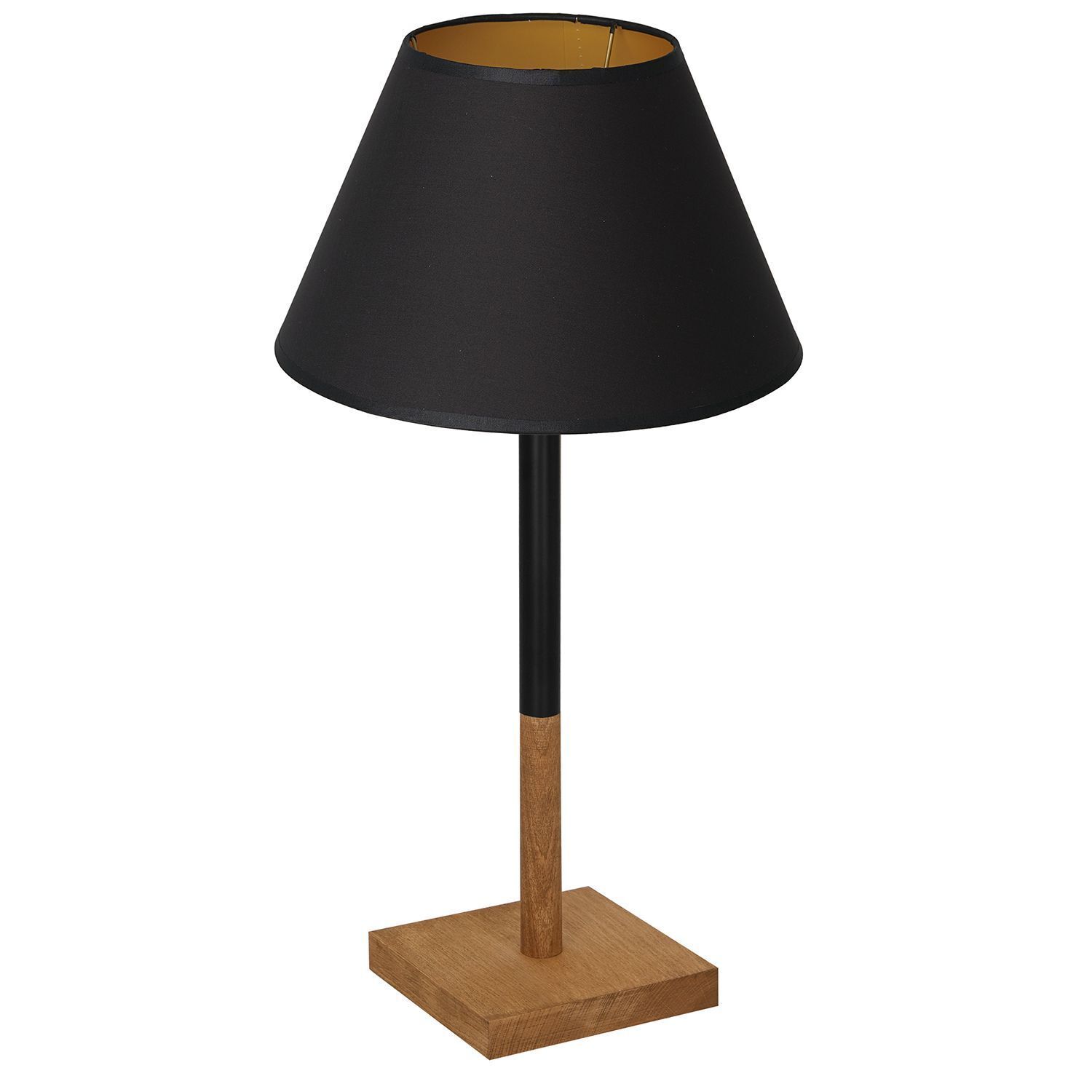 Nachttischlampe Stoff Holz Schwarz Natur Gold 56 cm E27