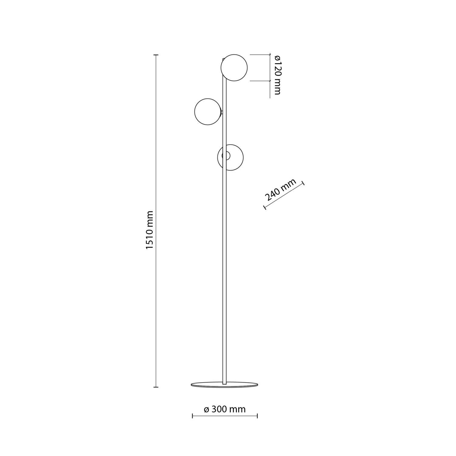 Stehleuchte 151 cm Rauchglas Metall Grau Schwarz 3x G9