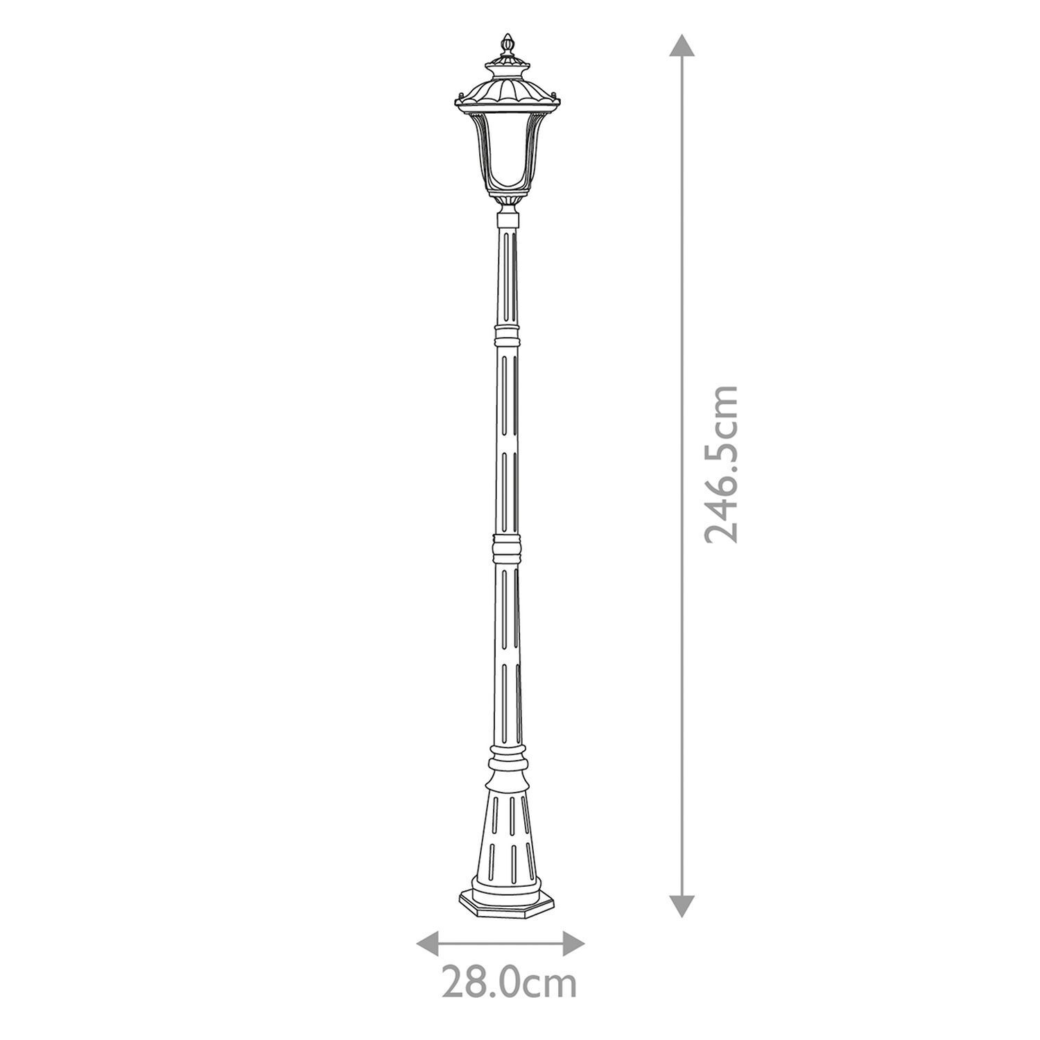 Straßenlaterne Schwarz Rustikal 246,5 cm hoch Alu Glas IP44