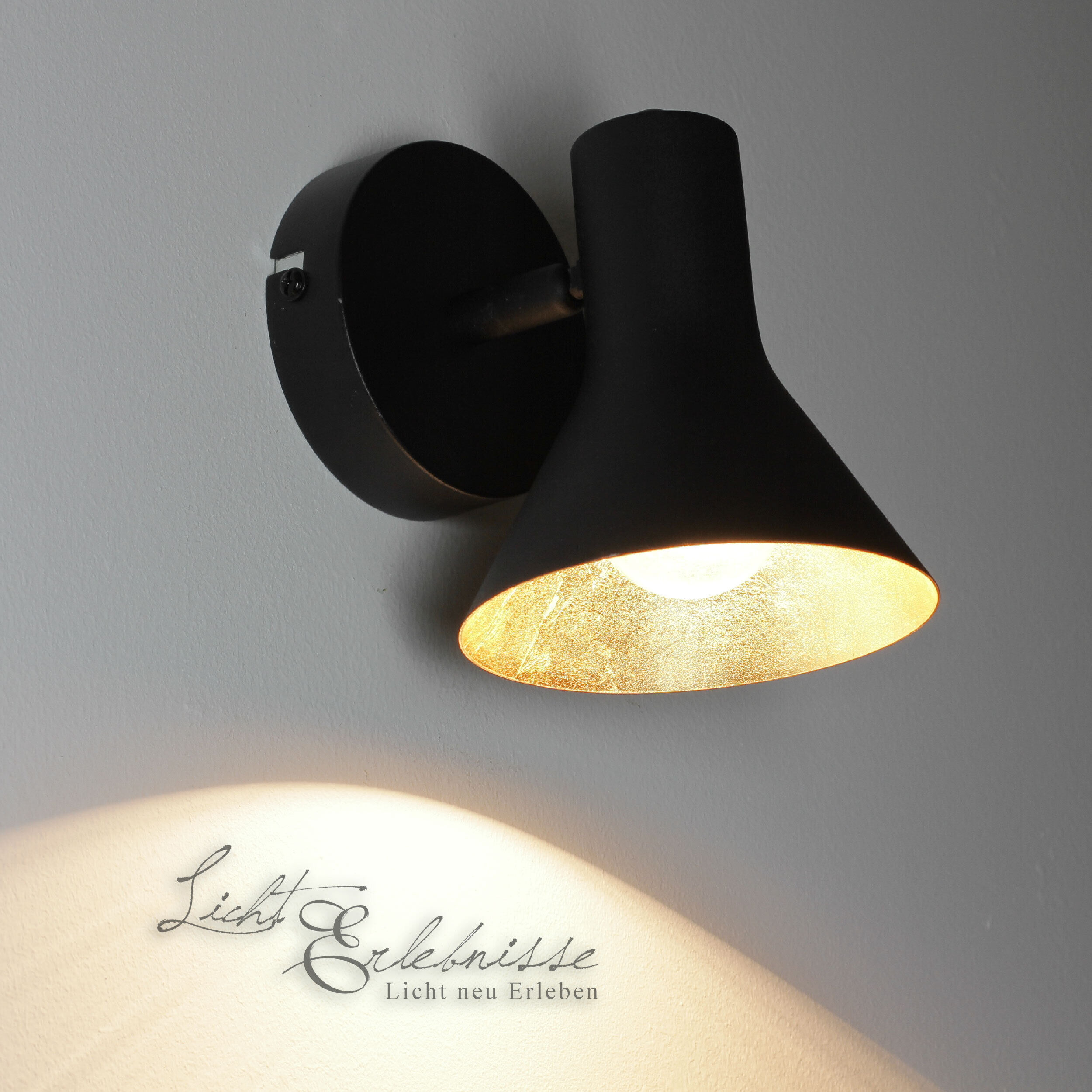 Wandlampe NINA in Schwarz Gold Antik