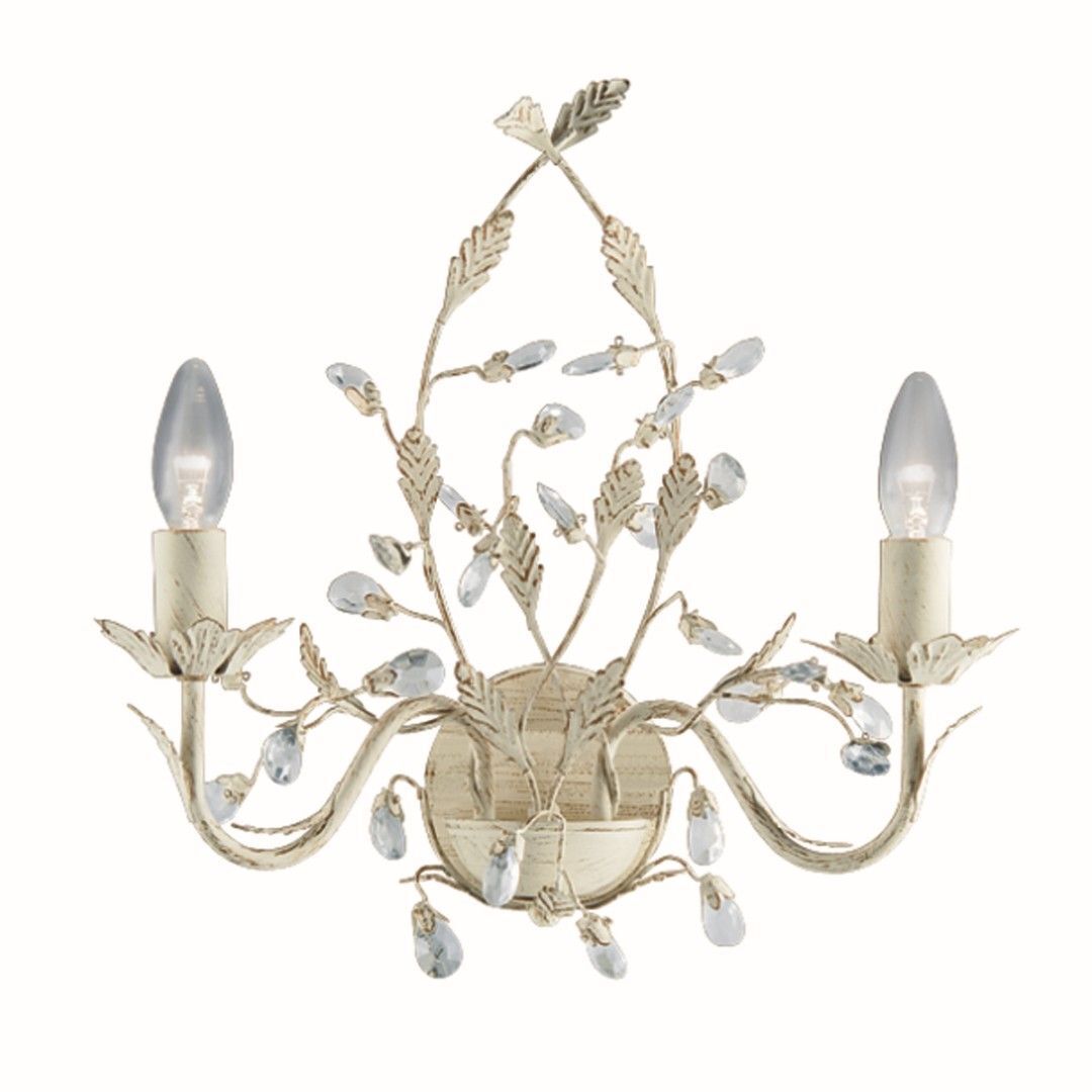 Florale Wandleuchte 2-flmg. Creme/Gold