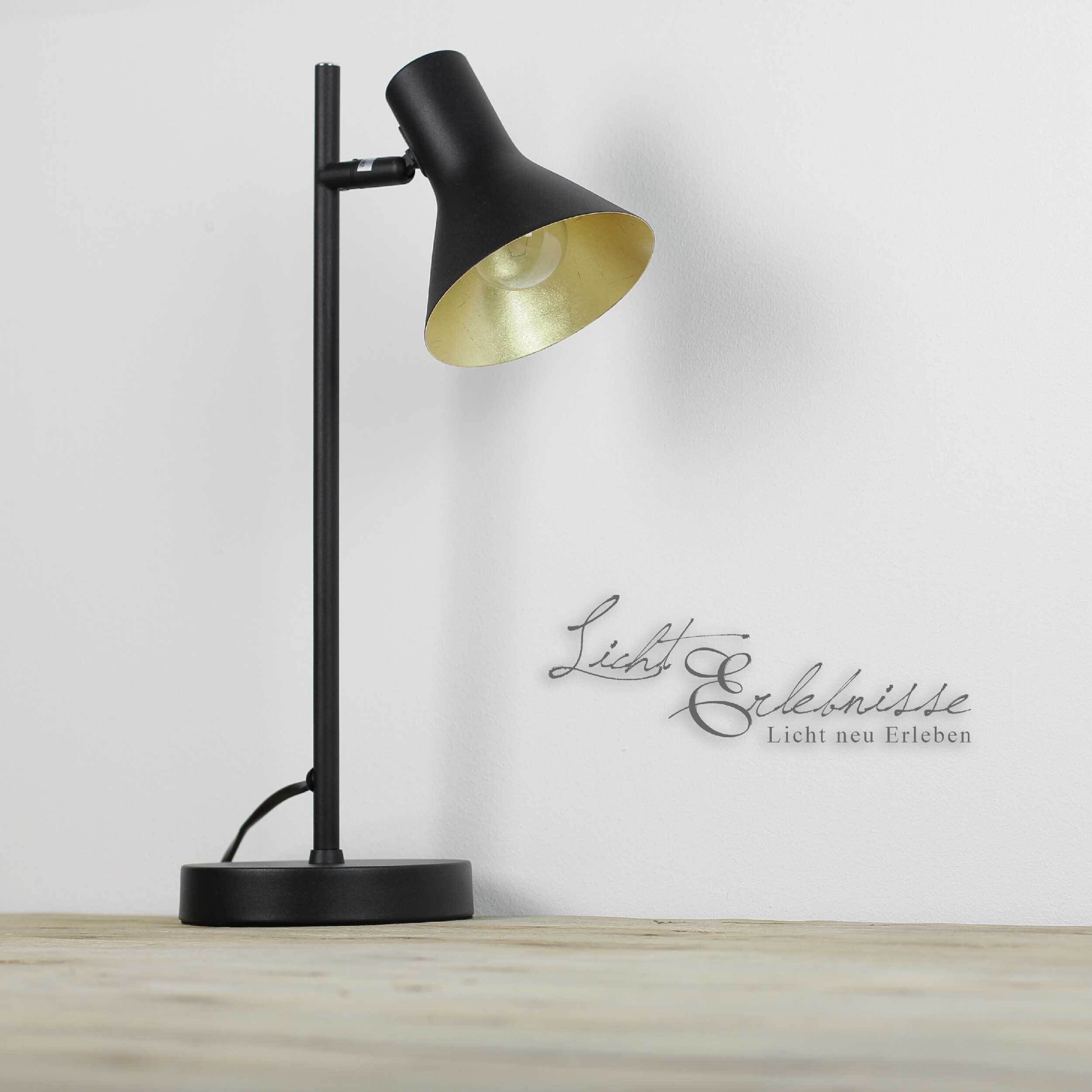 Schwenkbare Retro Tischlampe in Schwarz Gold