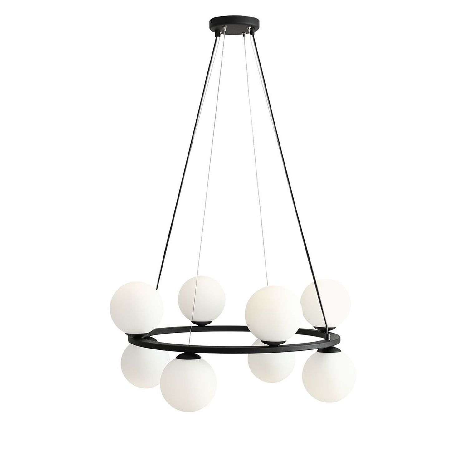 Moderne Pendelleuchte rund Glas Schwarz Metall Ø68 cm