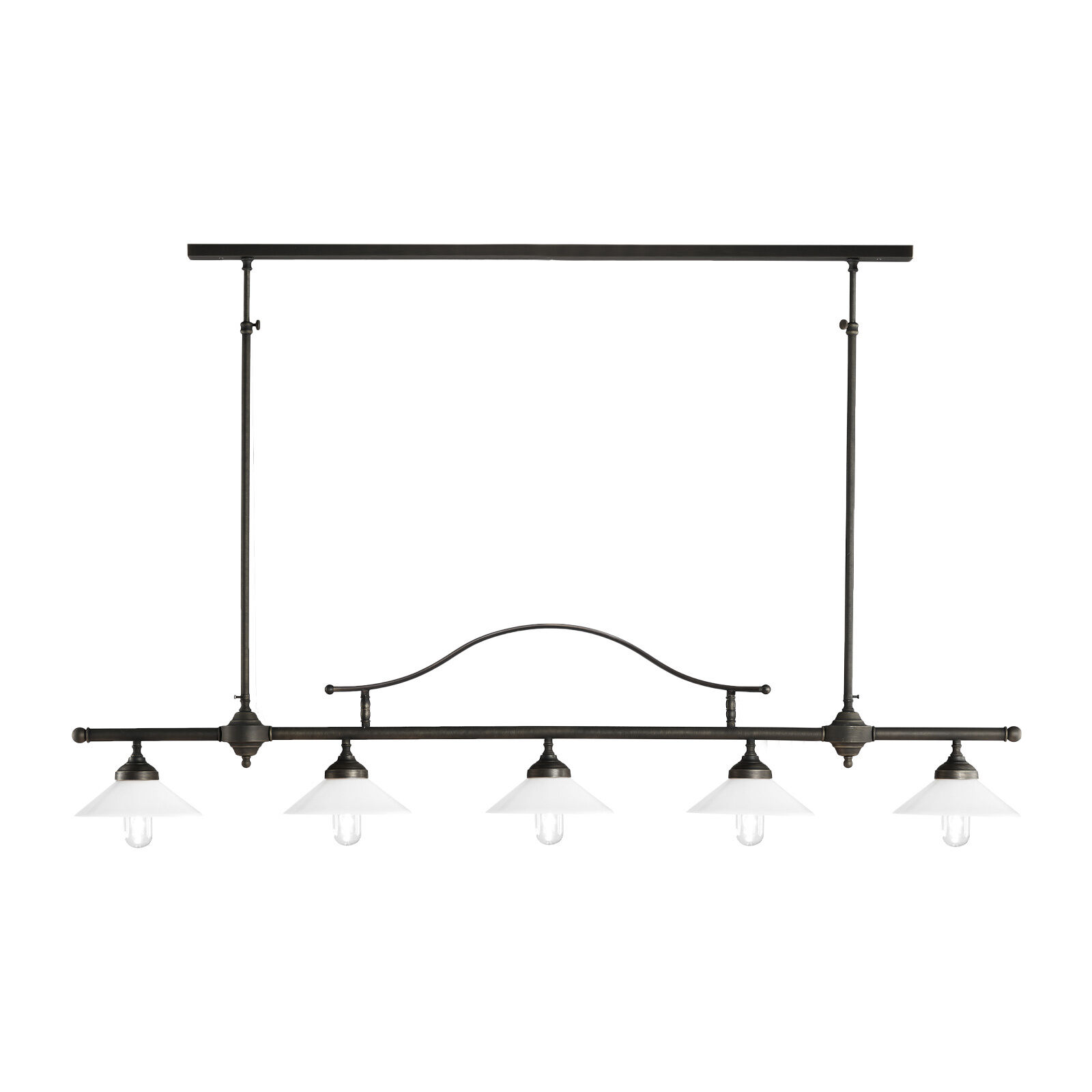 Verstellbare Deckenleuchte Messing Glas E27 B: 140 cm groß