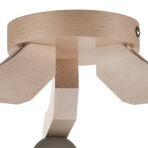 Deckenleuchte in Buche Weiß Holz Wohnzimmer