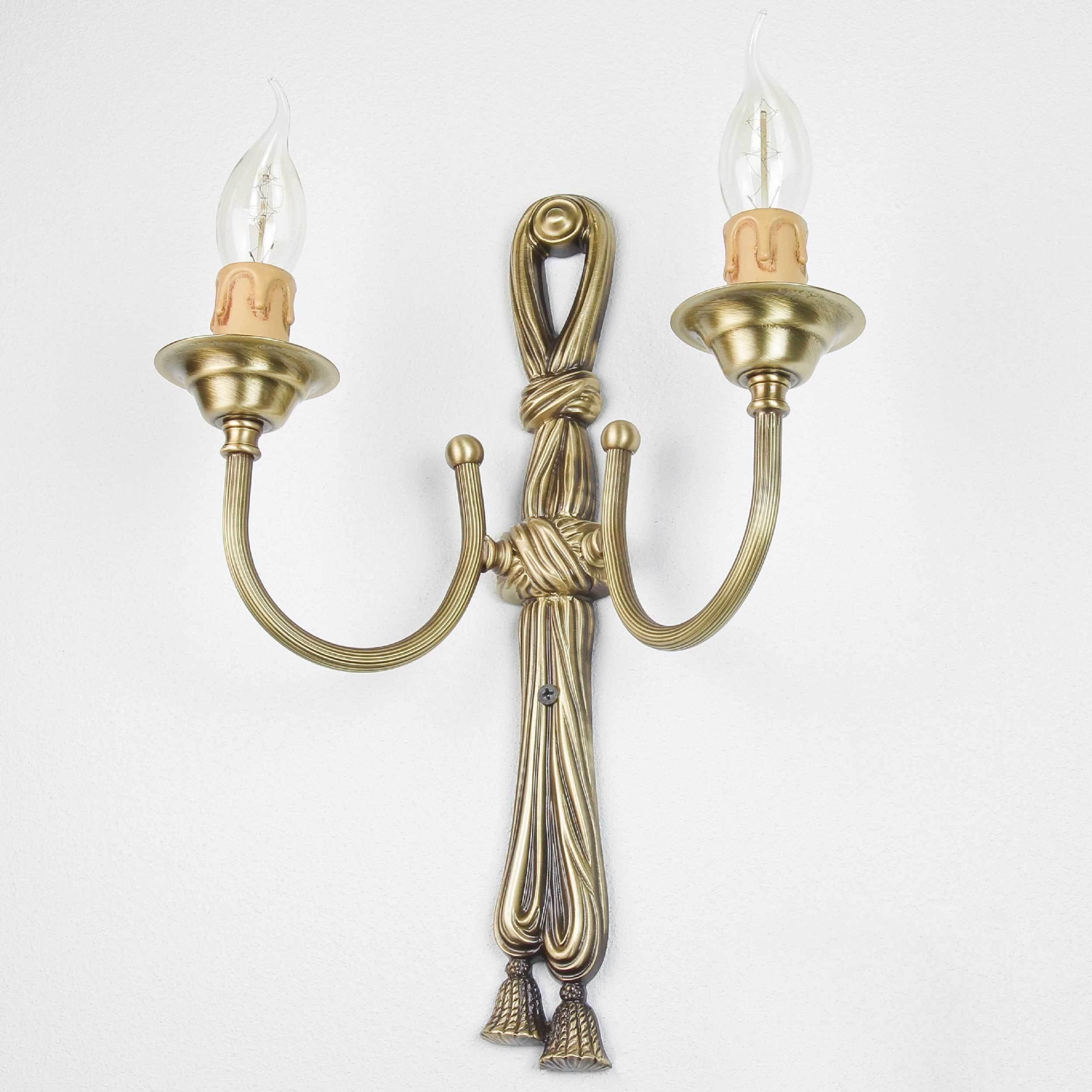 Wandlampe Leuchter 2-flmg Bronze aus Echt-Messing