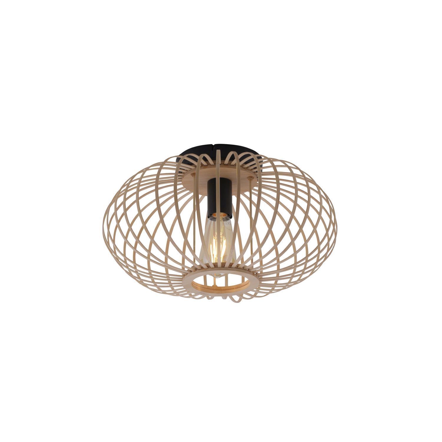 Runde Deckenlampe Skandinavisch Metall Holz E27 Ø40 cm