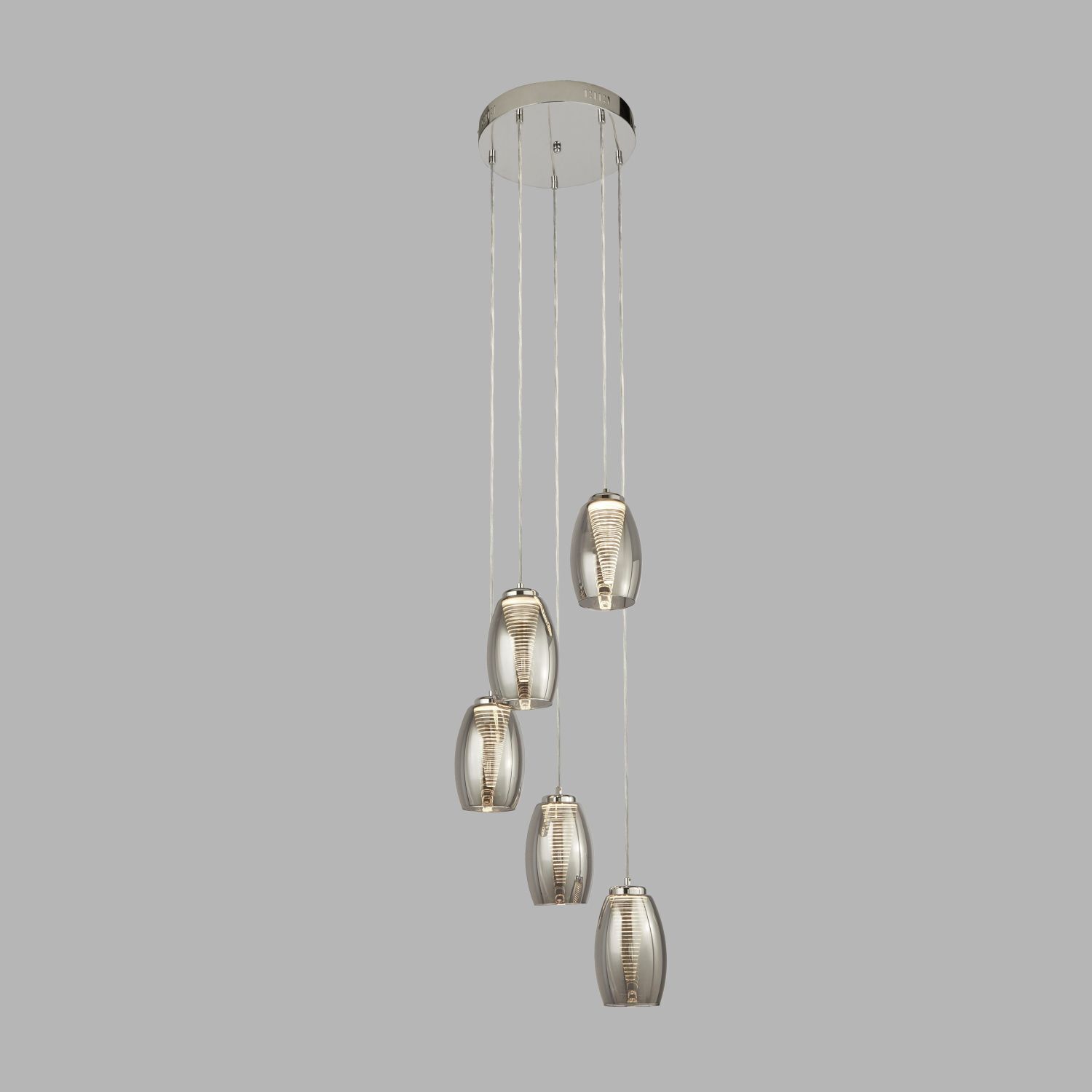 LED Pendelleuchte Rauchglas 5-flammig höhenverstellbar