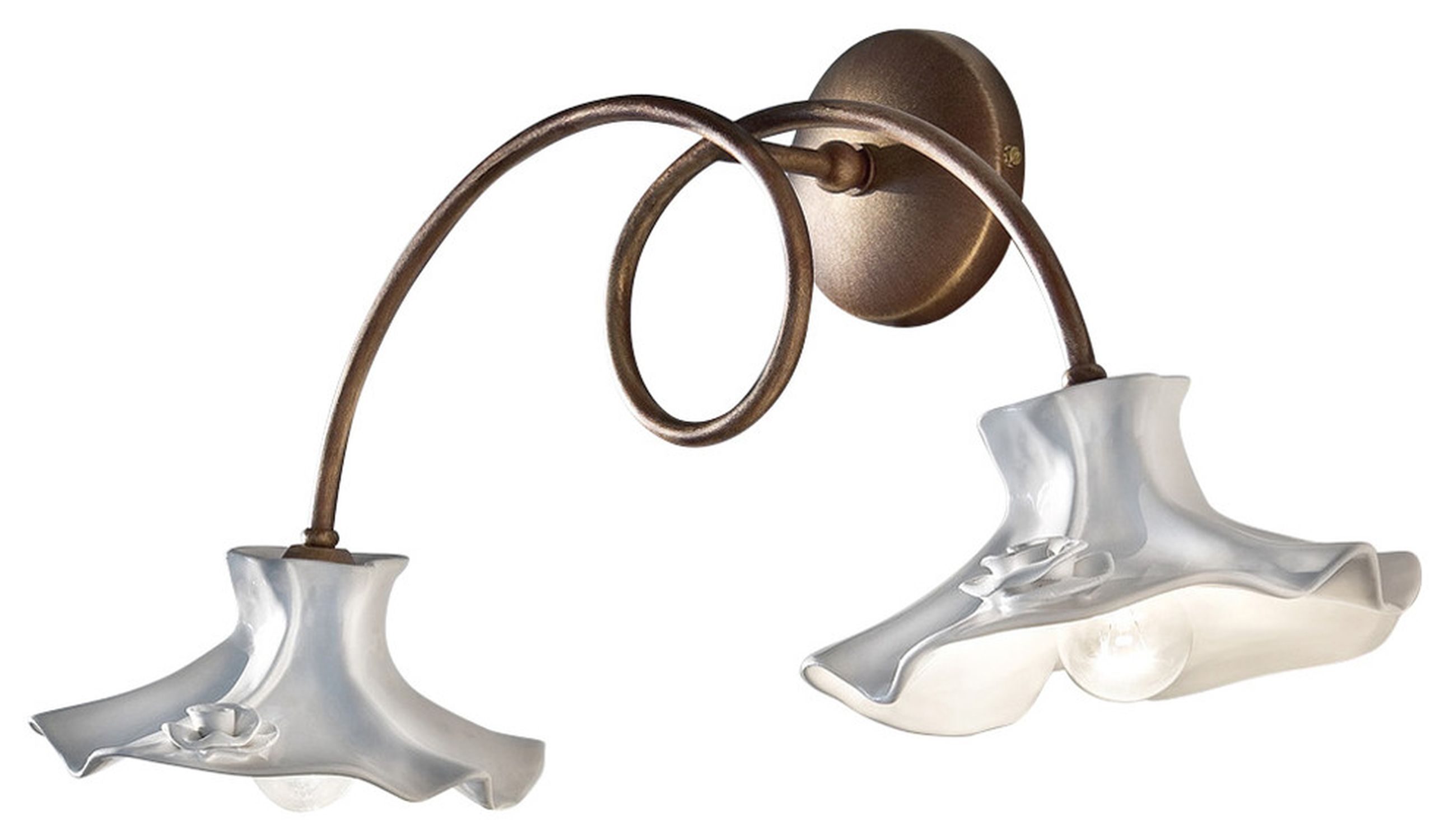 Wandlampe Metall Keramik B: 62 cm Rostbraun Weiß E14