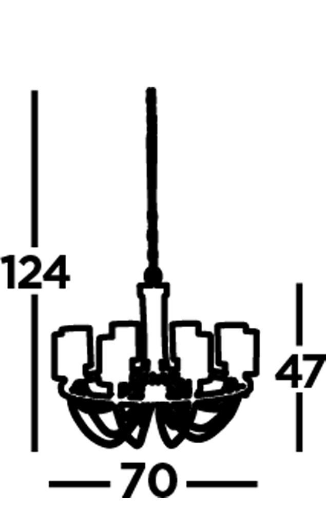 Kronleuchter 8-flammig E14 Chrom Rauchgrau Glas Metall