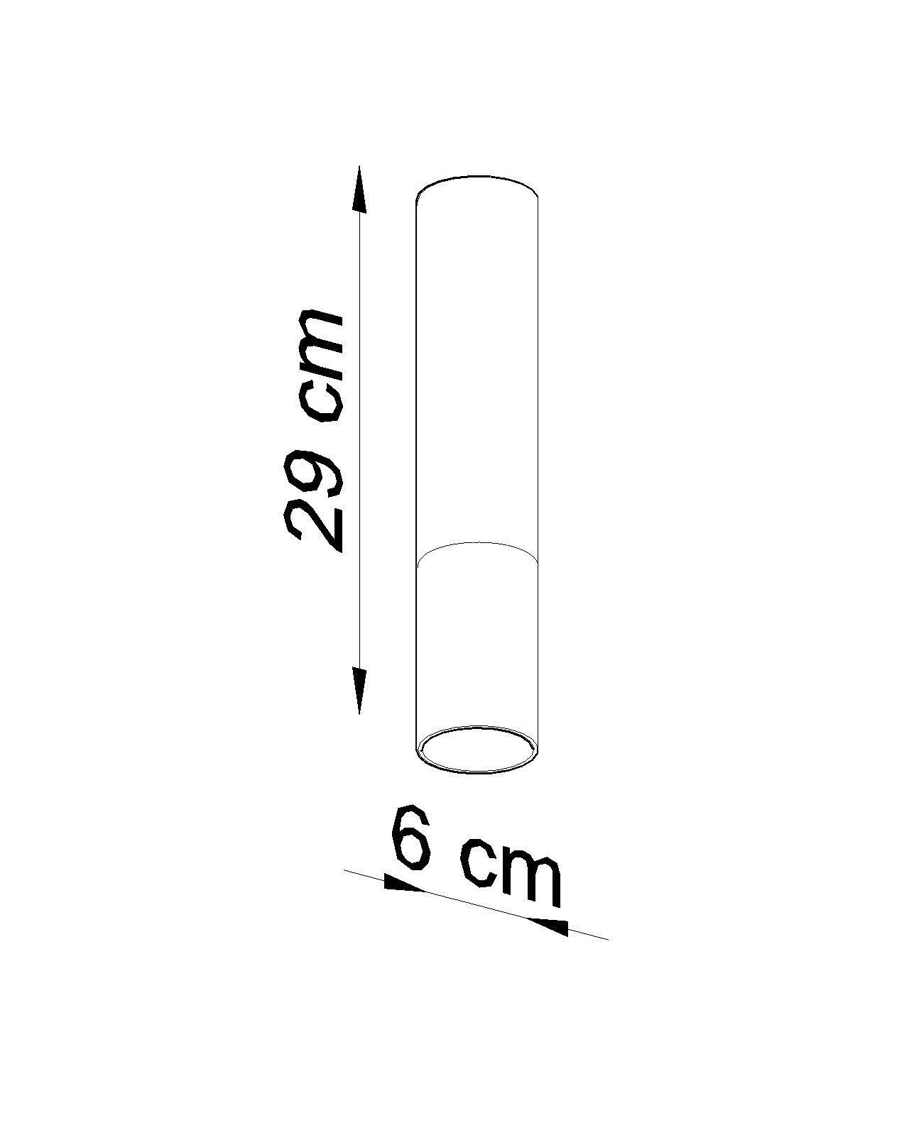 Spot Decke Schwarz Gold H: 29 cm Ø 6 cm Zylinder schmal