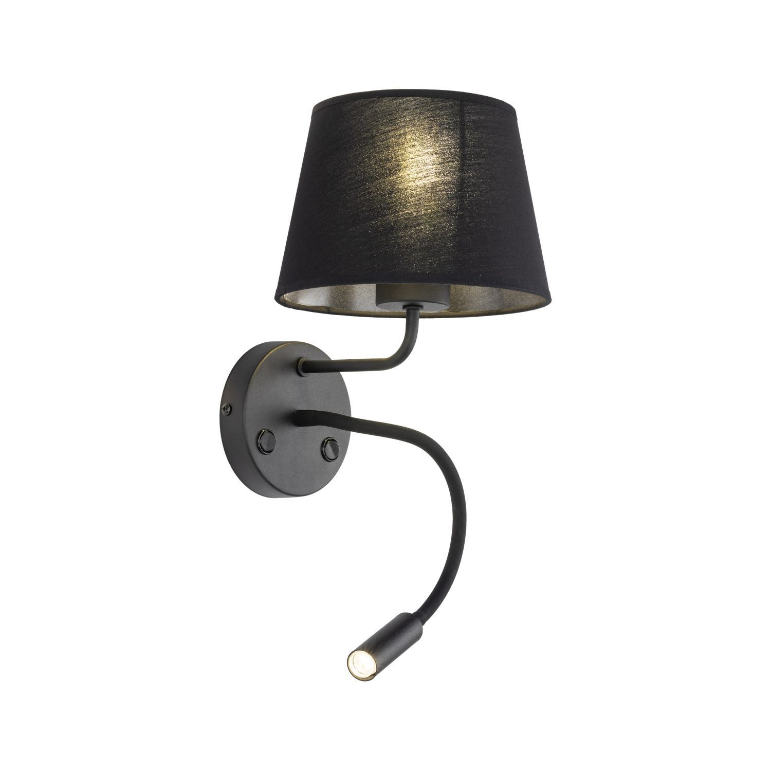 Wandlampe Schalter Schwanenhals H: 50 cm E27 + G9 Schwarz