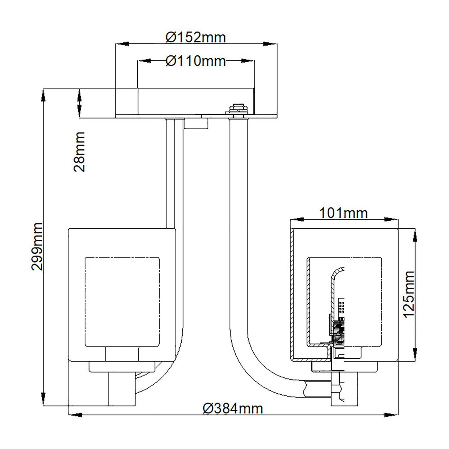 Kronleuchter Badezimmer IP44 Ø 38,4 cm Metall Glas Chrom Weiß