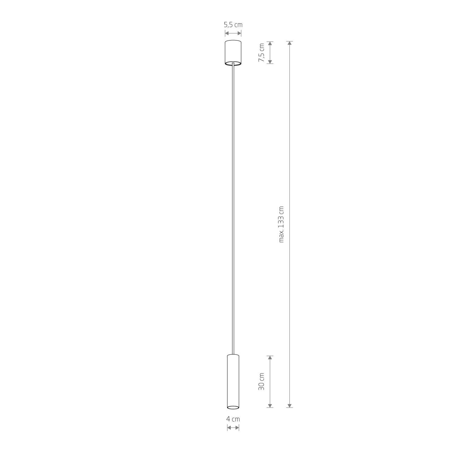 Hängelampe schmal Ø 4 cm Weiß Metall GU10 R35 ROJA