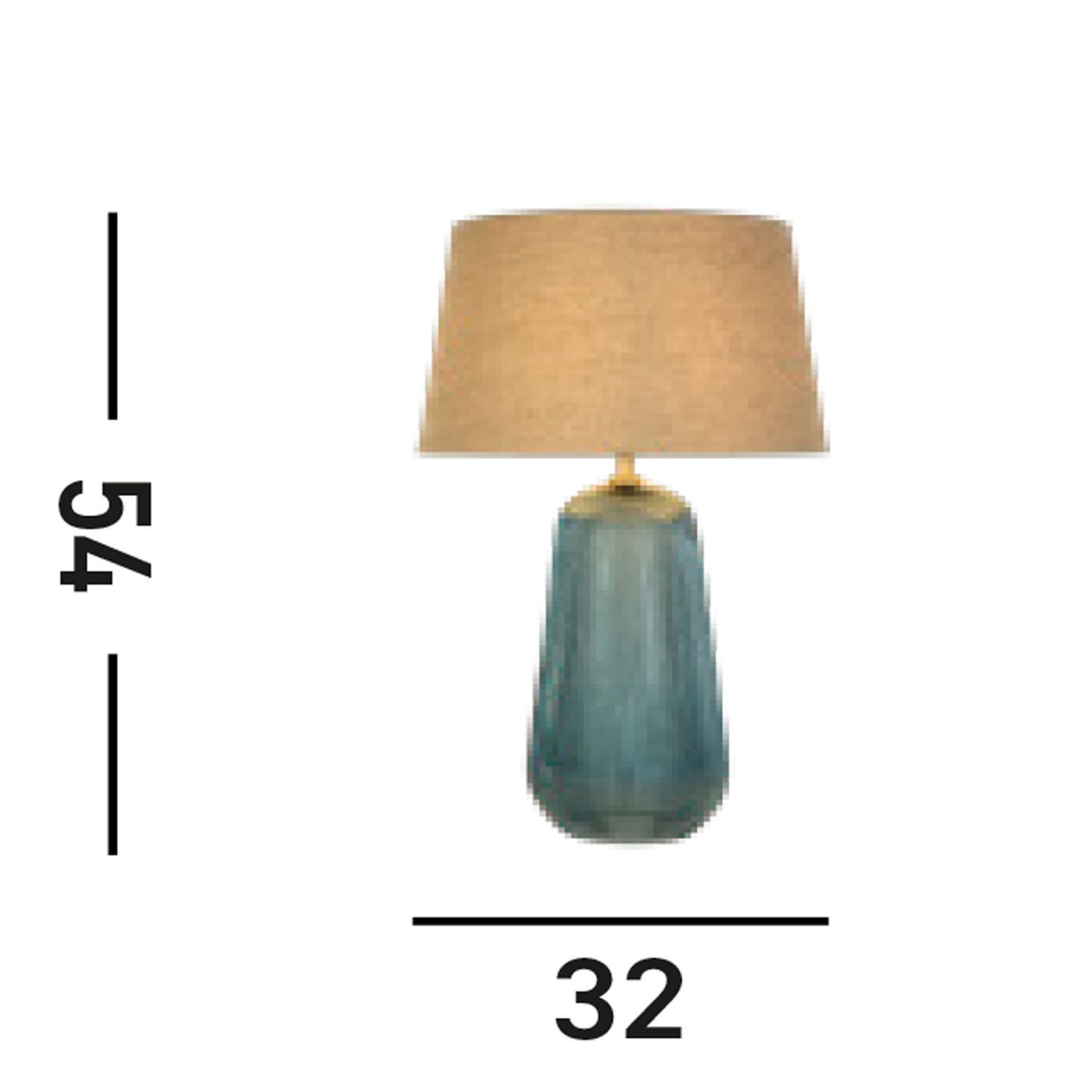 Tischlampe Stoff Glas E27 37 cm Blau Natur wohnlich