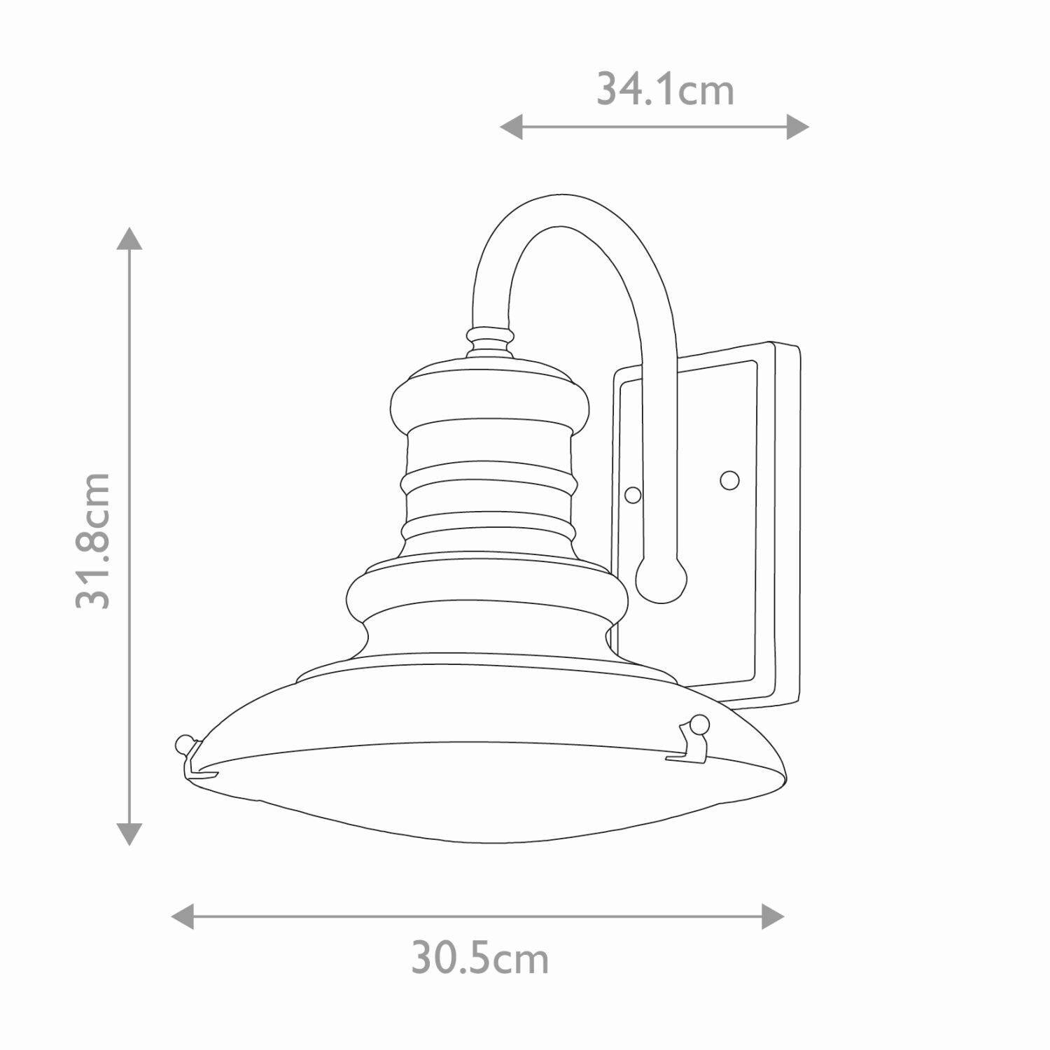 Außenlampe Wand IP44 in Messing antik E27 Glas Aluminium