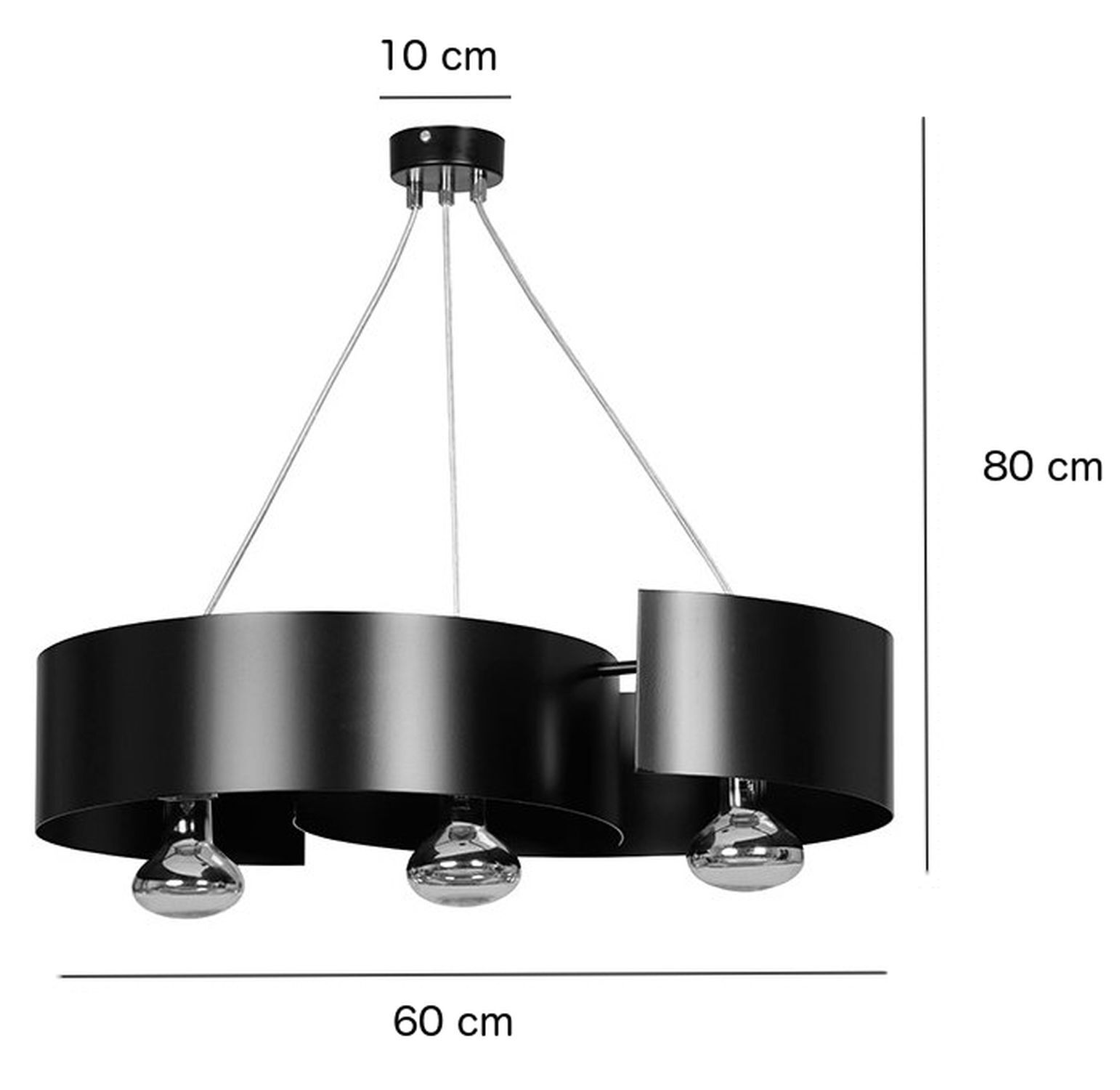 Hängelampe Schwarz Metall höhenverstellbar 3x E27