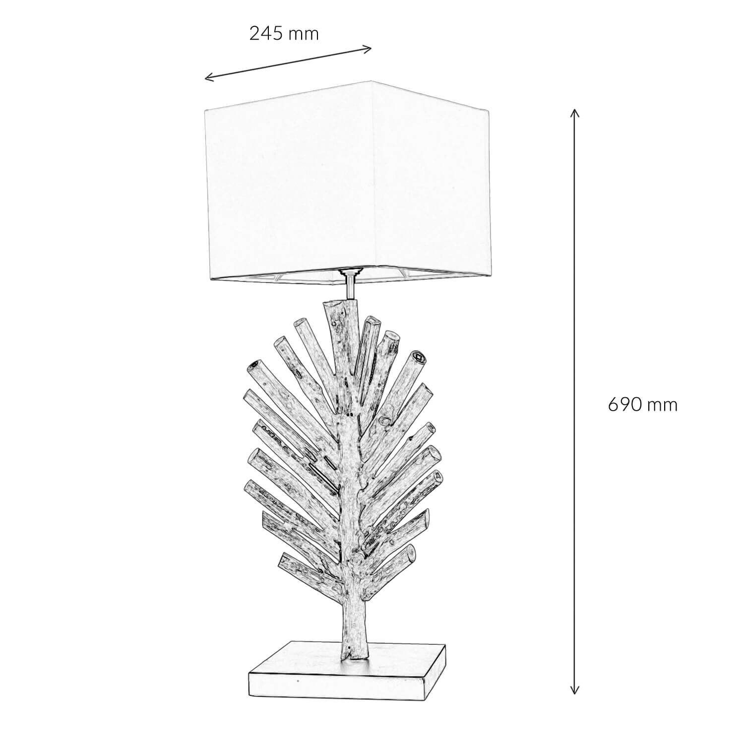 Tischlampe Treibholz Stoff 69 cm Nachttisch Wohnzimmer