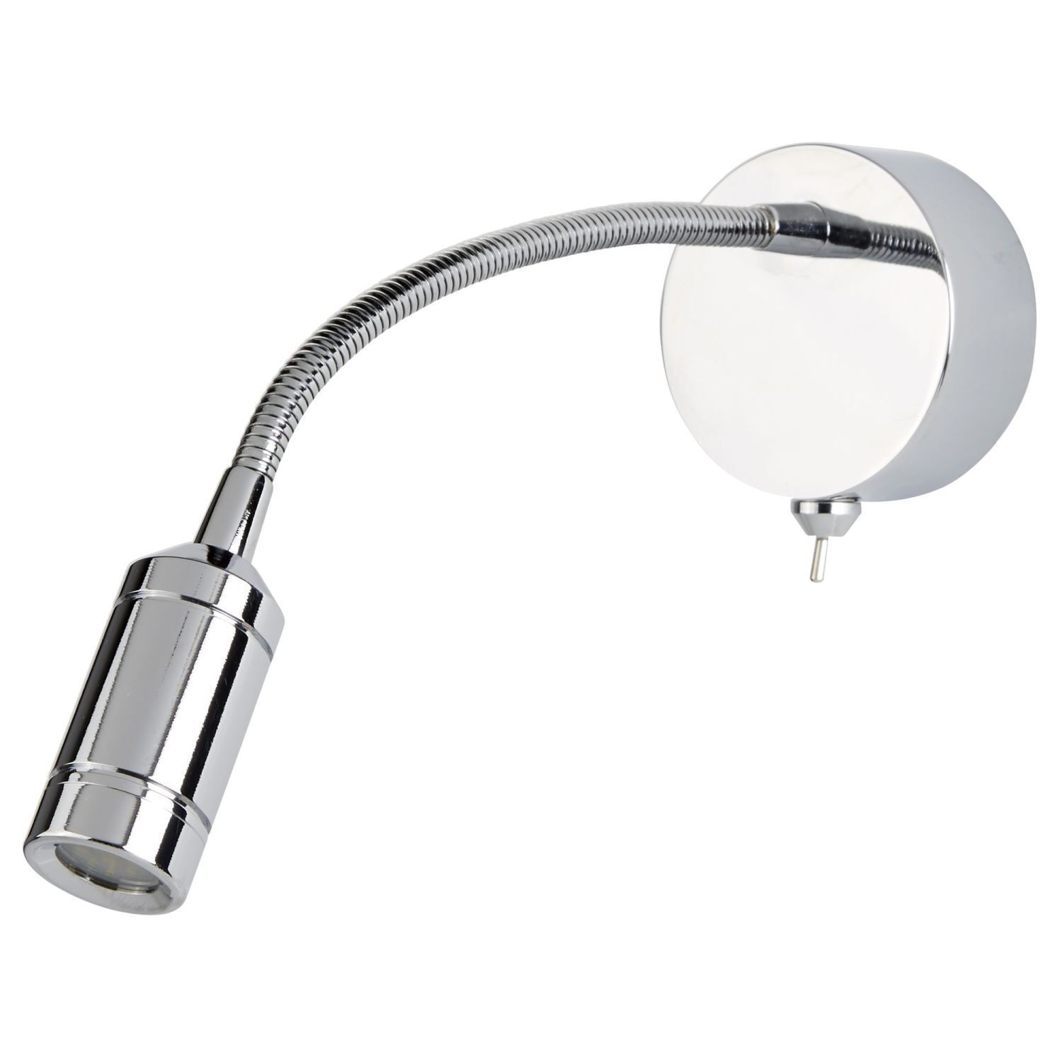 LED Wandspot mit Schalter Flexarm Metall in Chrom 66 lm