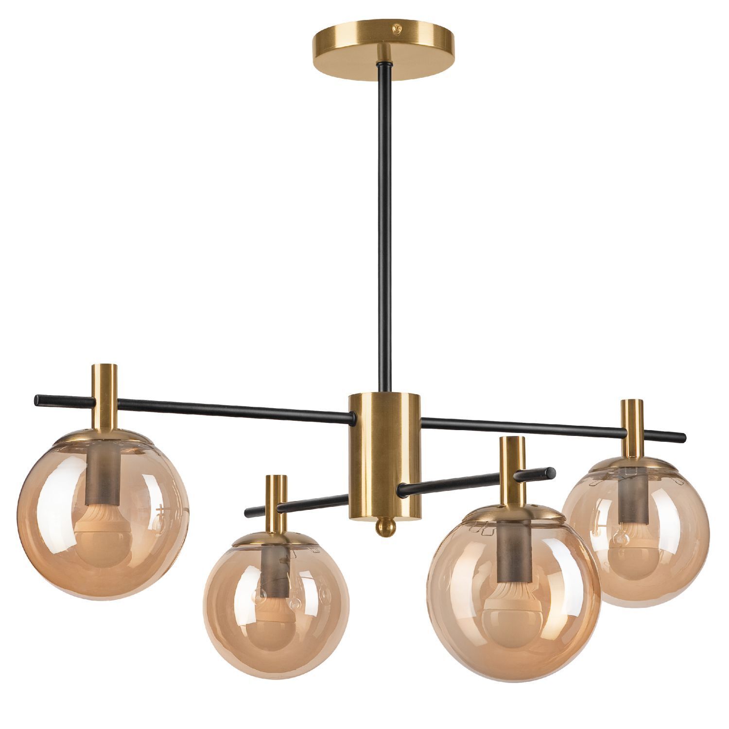 Deckenlampe Glas Metall in Gold Schwarz E14 Modern