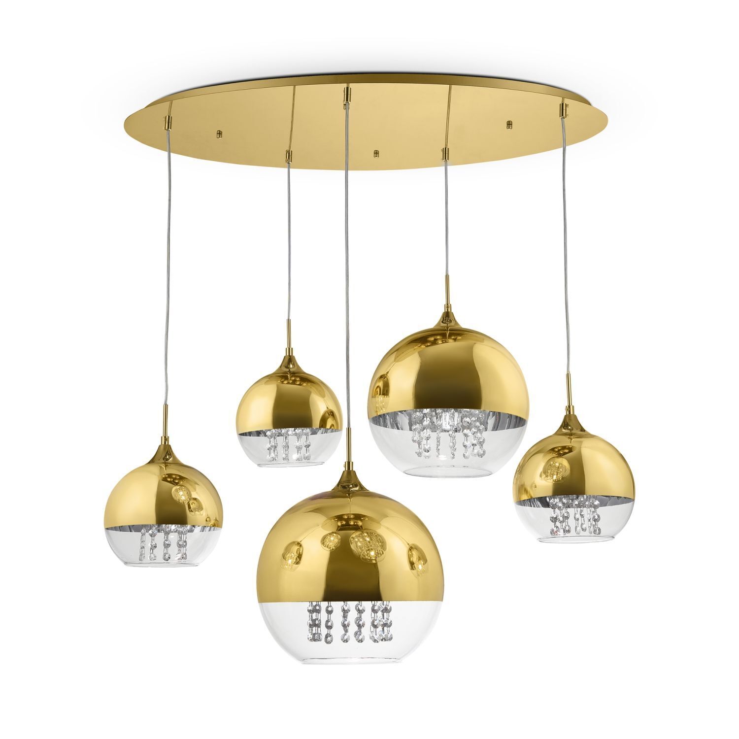 Pendelleuchte Metall Glas H: max. 95 cm in Gold E27 JOY