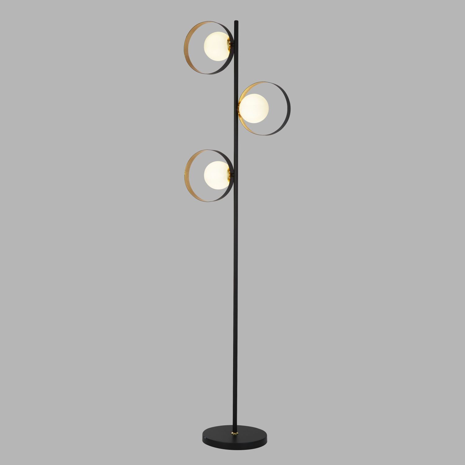 Stehleuchte 3-flammig 149 cm Metall in Schwarz Gold G9
