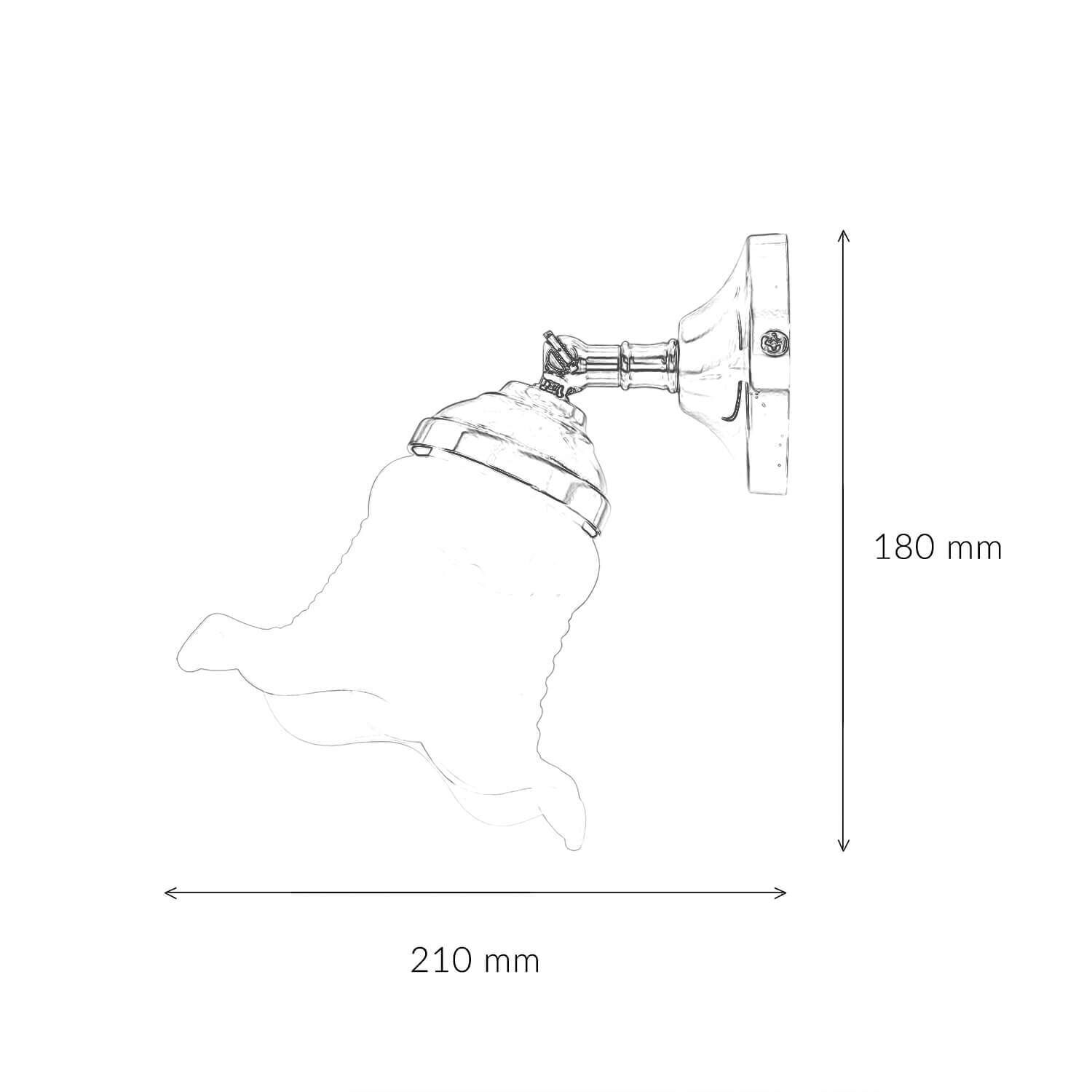 Spot Lampe Wand Messing Glas verstellbar E14 in Silber