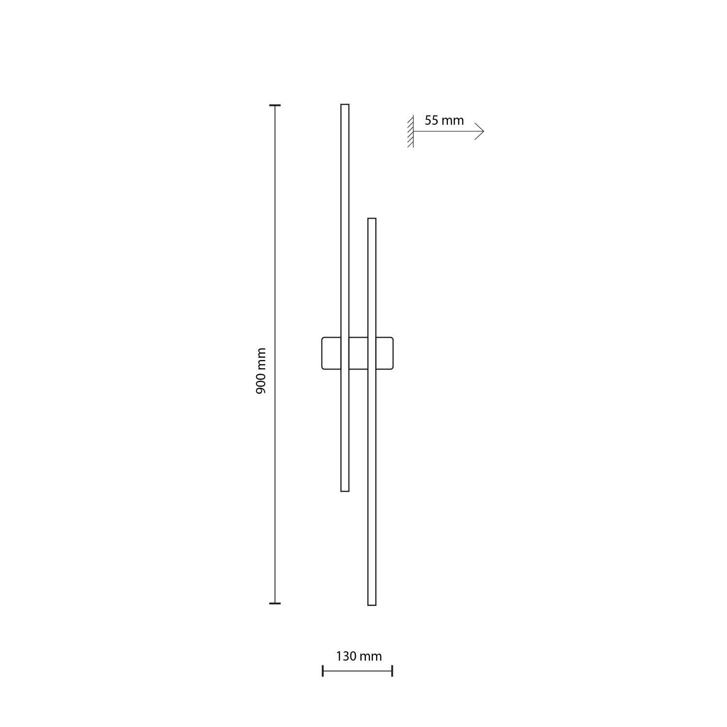 LED Wandleuchte Schwarz 90 cm hoch indirektes Licht 3000 K