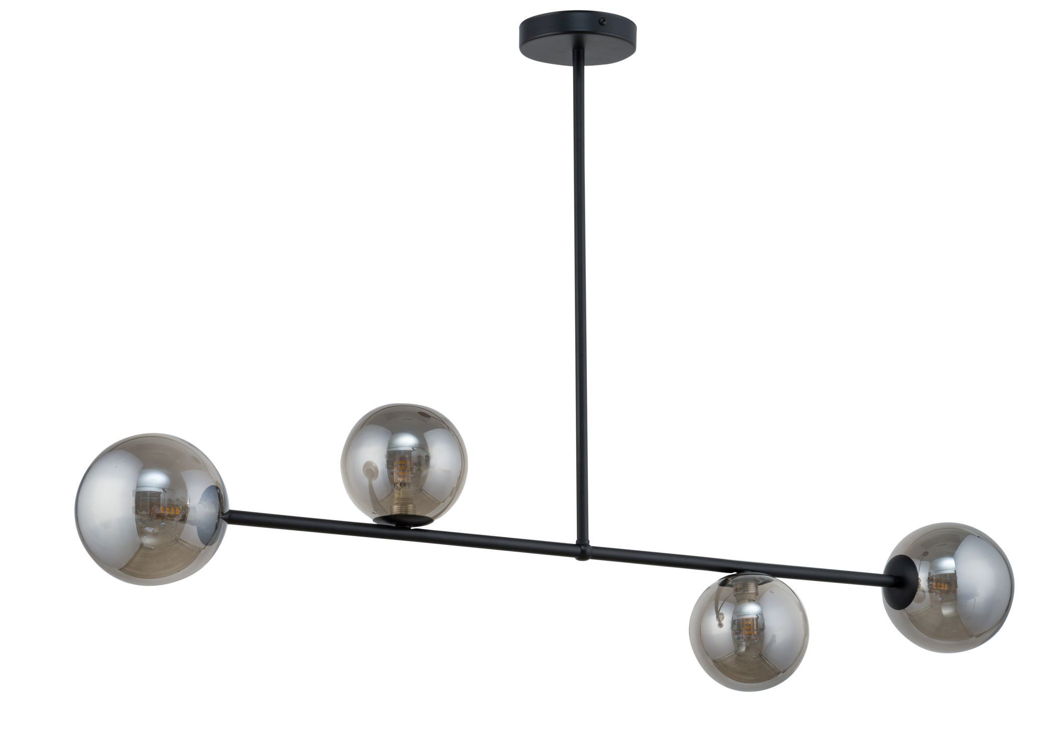 Kugel Deckenlampe Grau Glas Schwarz Metall E27 L:108 cm