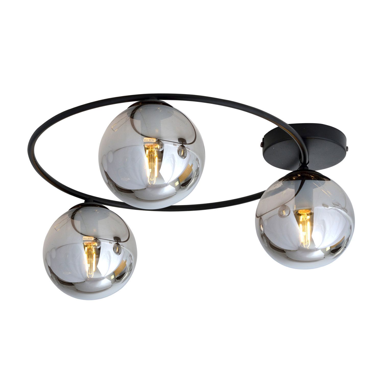 Deckenlampe Rauchglas Metall 3-flammig rund Ø 47 cm