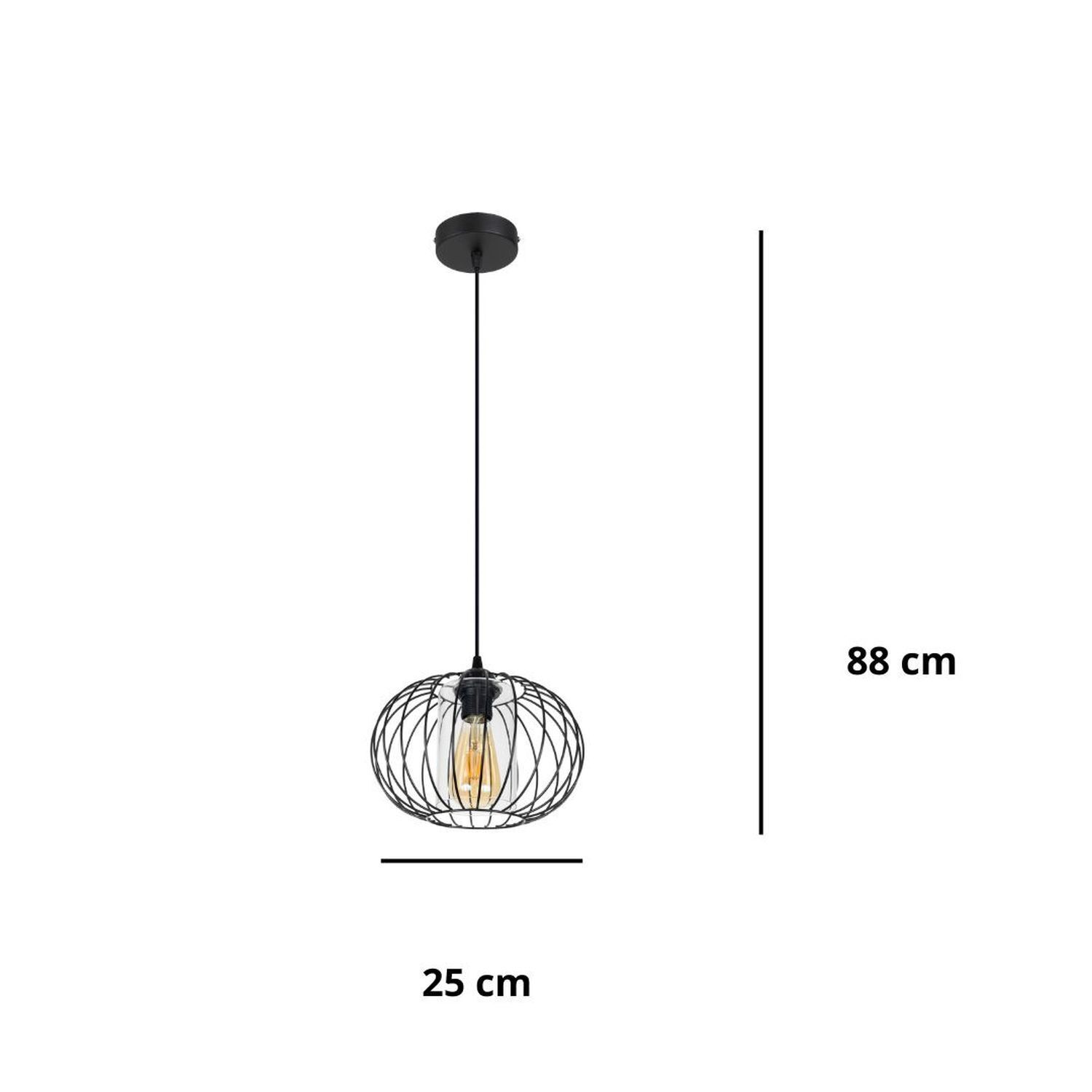 Hängelampe Metall E27 rund Ø25 cm Schwarz Retro Design