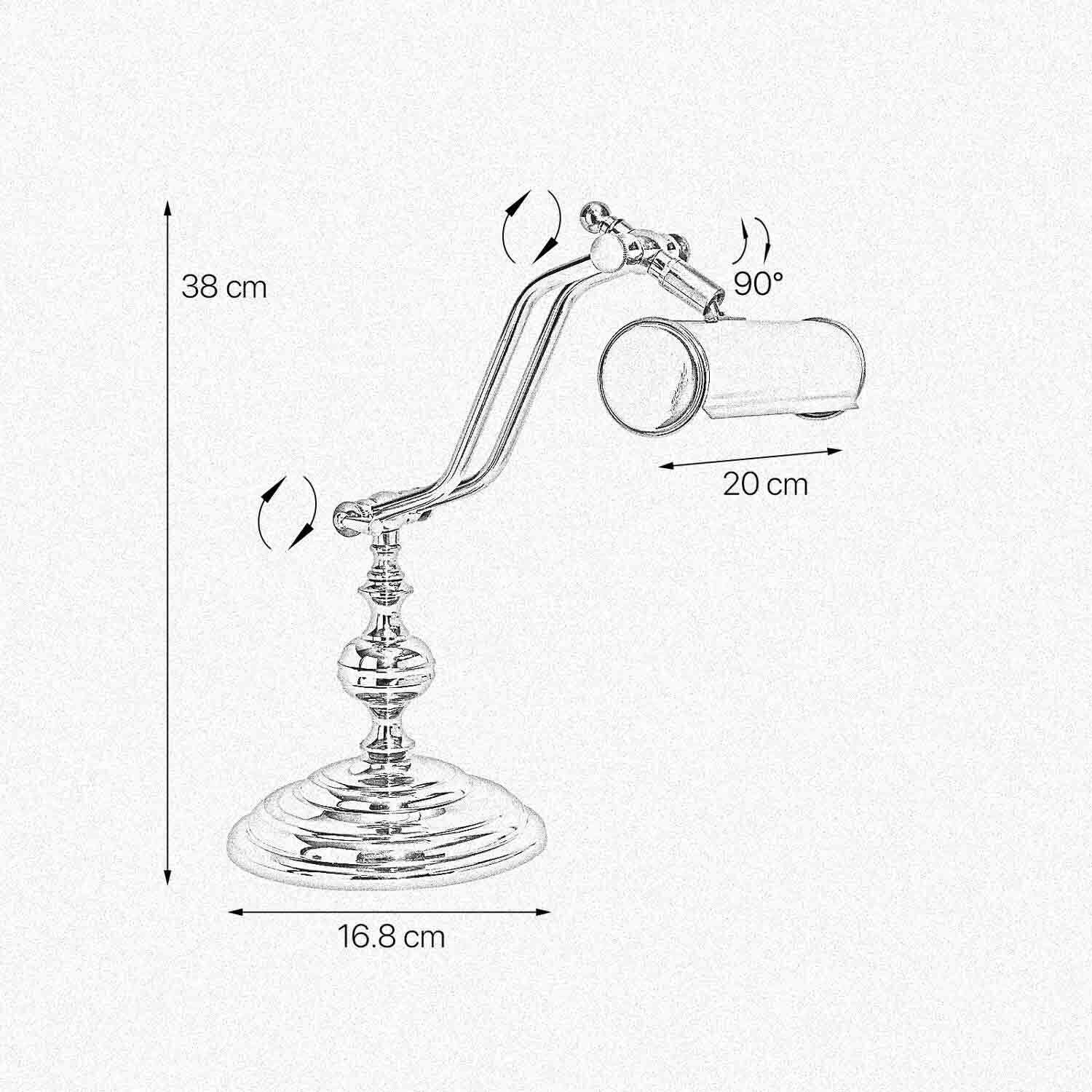 Schreibtischlampe Messing poliert 38 cm schwenkbar E14