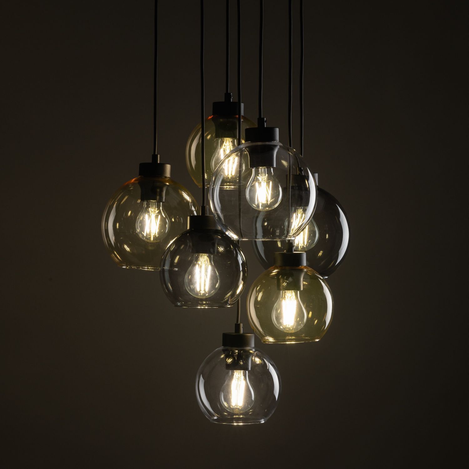 Hängelampe Rauchglas H: max. 140 cm verstellbar 7x E27