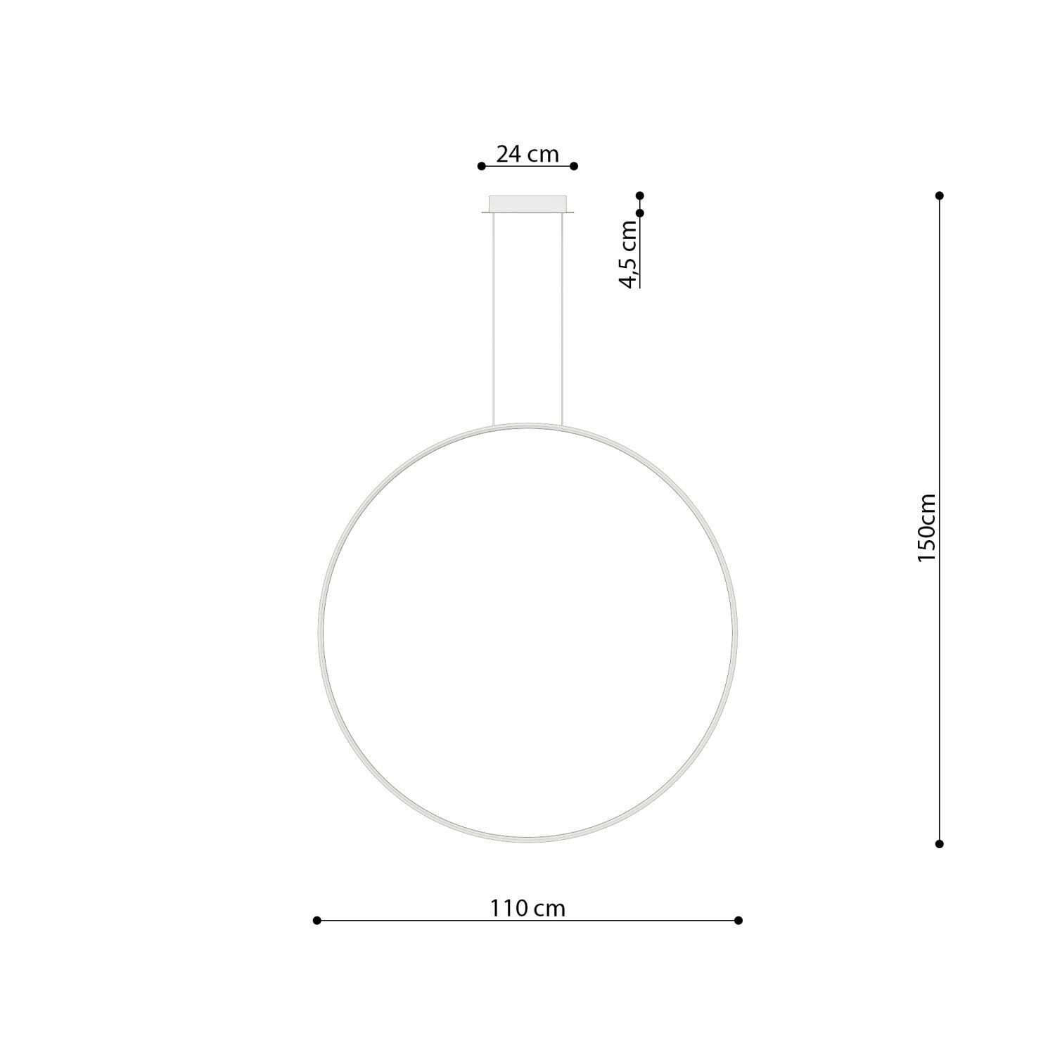 LED Hängelampe Ring Ø 110 cm 3000 K Schwarz Metall