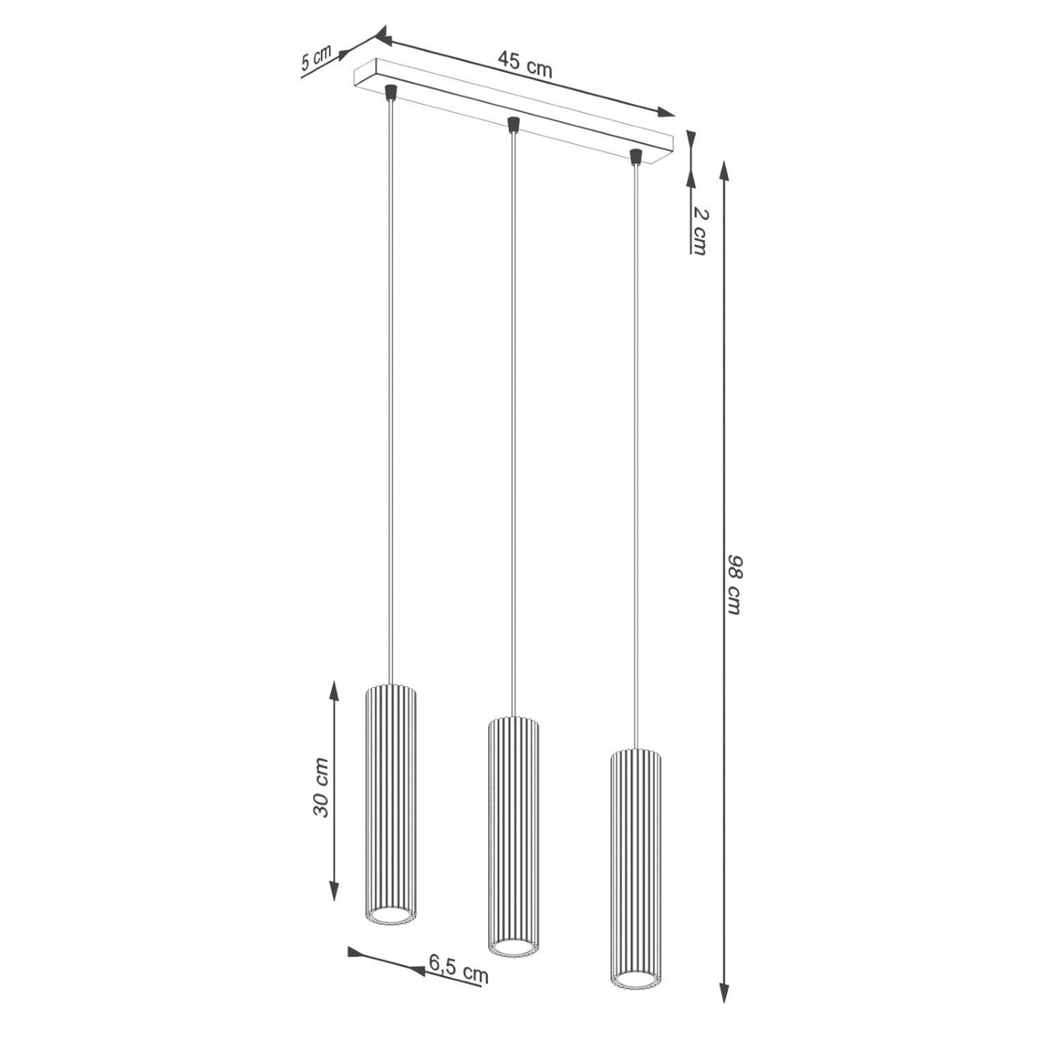 Pendelleuchte 3-flammig GU10 B: 45 cm in Creme Modern