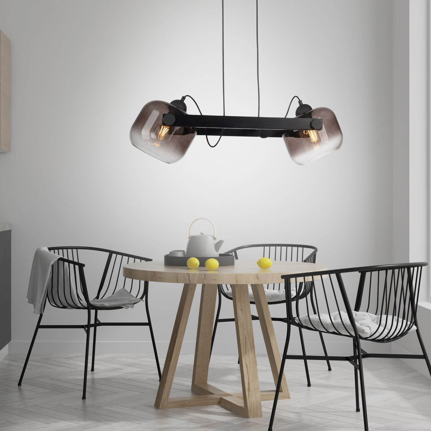 Hängelampe Glas Metall E27 68 cm 2-flammig schwenkbar