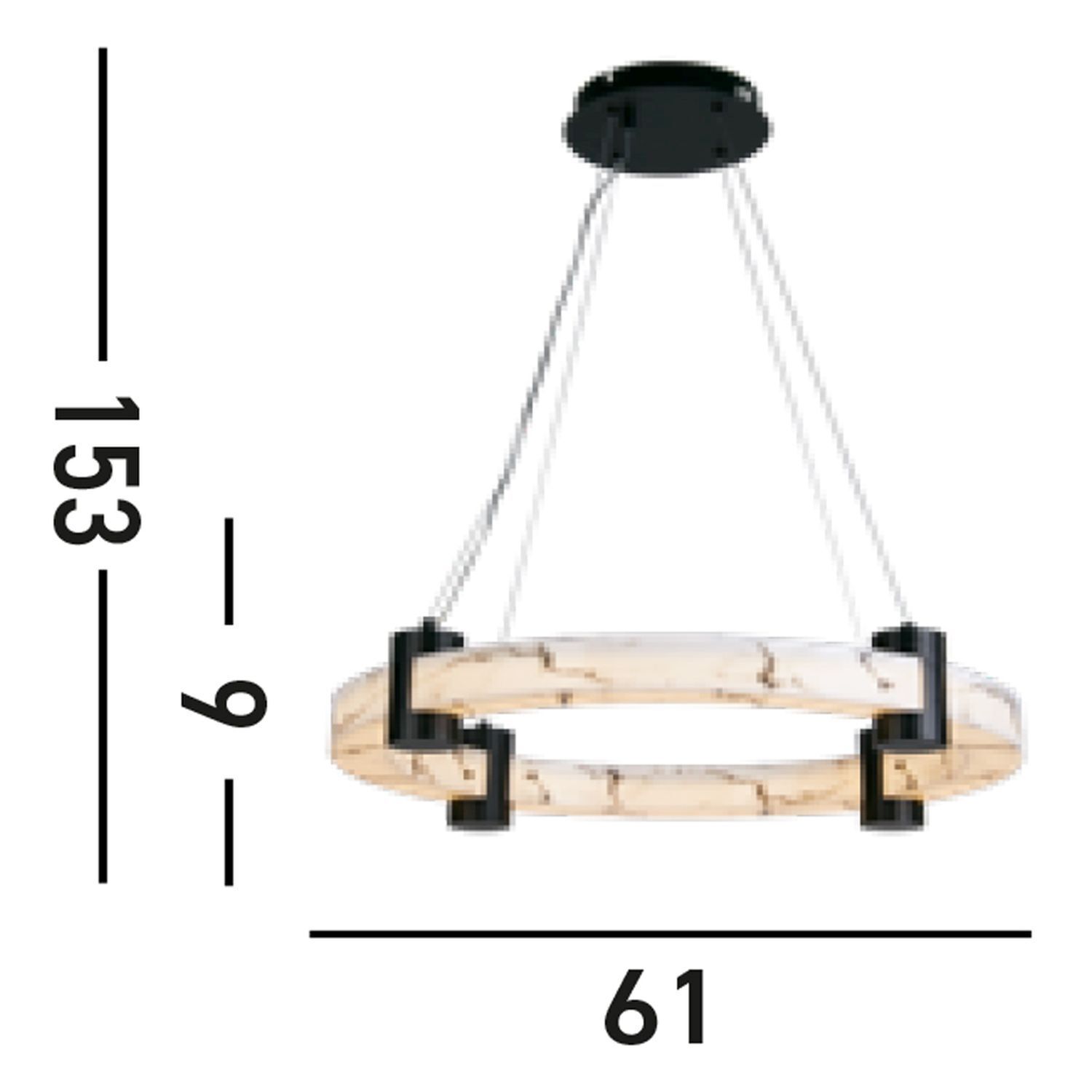 Runde LED Pendelleuchte Metall Harz Ring B:60,5 cm 29 W