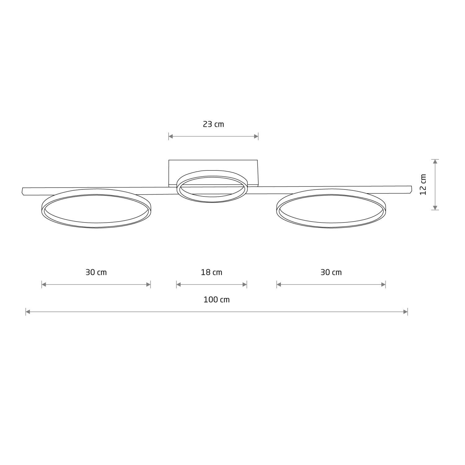 Deckenleuchte LED Schwarz 100 cm lang 3000 K 1100 lm Modern