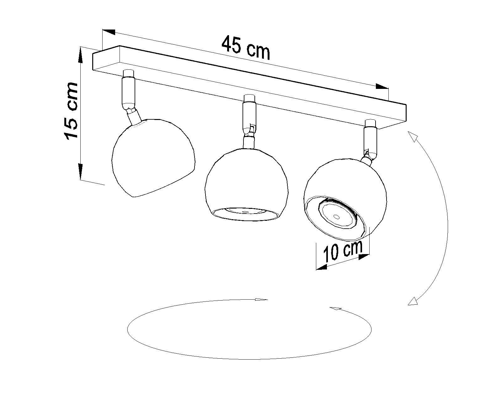 Retro Deckenstrahler Weiß 3x GU10 B:45cm Deckenlampe