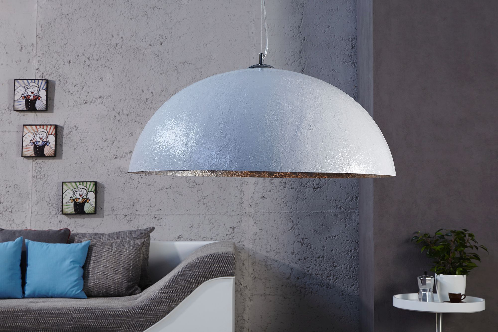 Wohnraumlampe rund Silber Modern Design Ø50cm